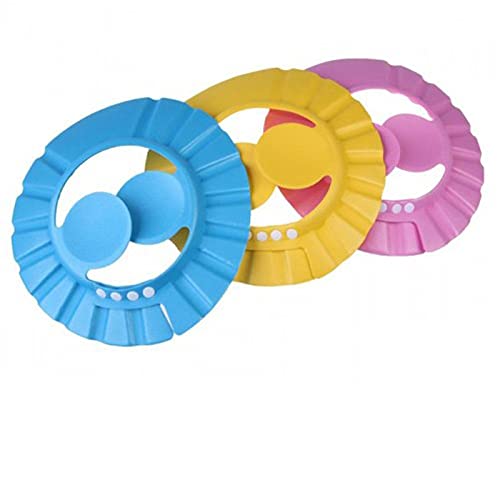 Sage Square Adjustable Baby Shower Cap with Ear Protector - Soft & Safe Bathing Hat for Infants & Toddlers (Blue, Pink, Yellow, 3-Pack) - Perfect for Sensitive Ears During Hair Wash & Bath Time