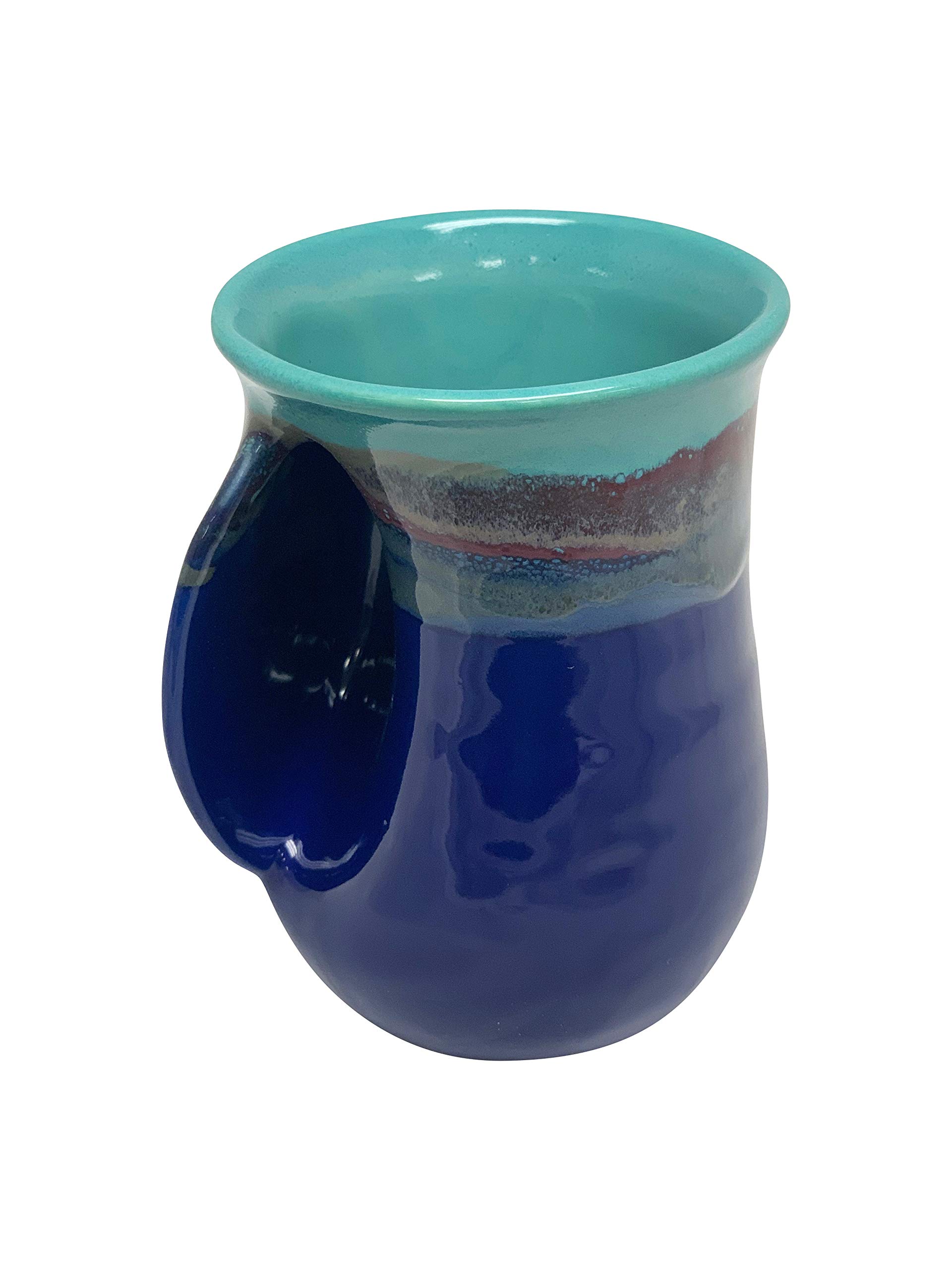 Left Handed Hand Warmer Mug - 12oz Insulated Travel Coffee Cup with Lid, Mystic Water Design - Perfect for Office, Commuting & Outdoor Activities