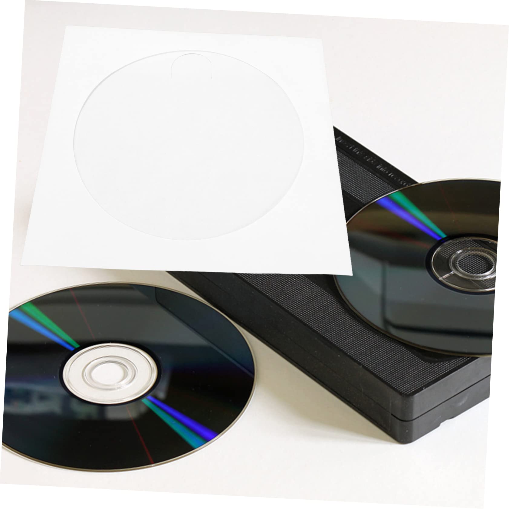 Uonlytech 300 Pcs CD Packaging Bags - Paper CD Protector Sleeves & Storage Cases for DVDs, White | Portable CD/DVD Holder & Organizer for Home, Office & Music Collections