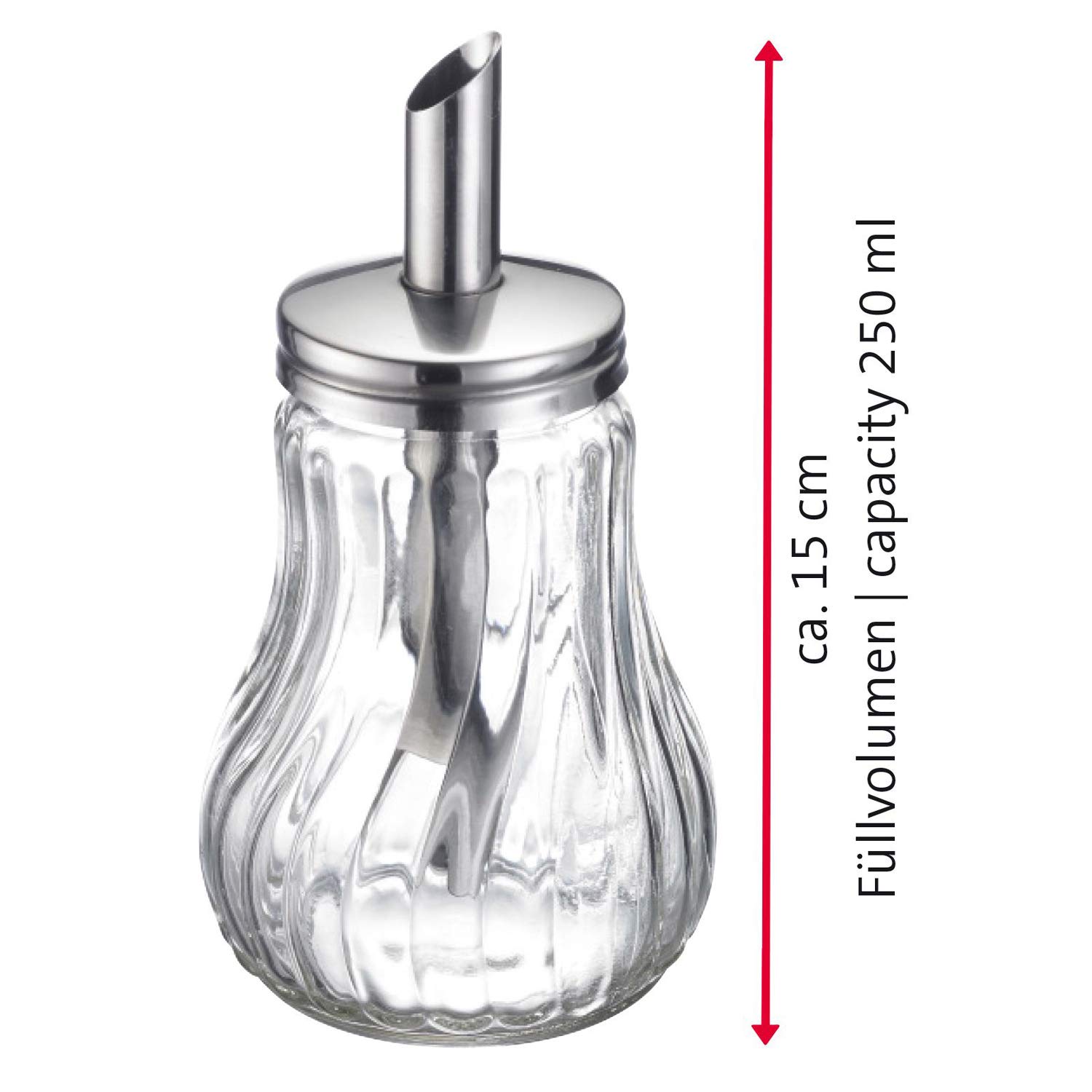 Westmark Sugar Dispenser Berlin - 250 mL/8.5 oz Glass Sugar Jar with Lid - Perfect for Coffee, Tea & Baking - Kitchen Countertop Storage for Granulated Sugar, Salt & Spices