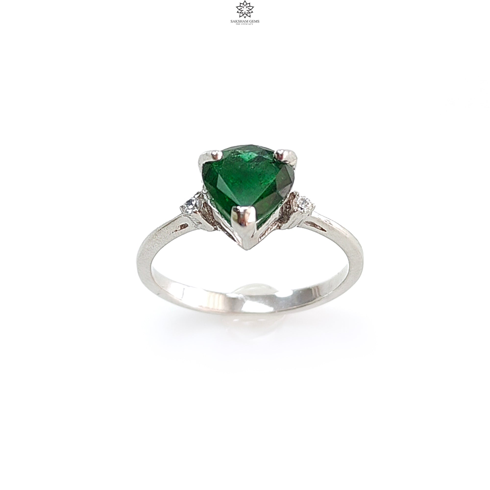 Natural Emerald Heart Ring - 1.67g Genuine Untreated Emerald Faceted Cut in 925 Sterling Silver Prong Setting, Size 5.5 US | Elegant Jewelry Gift for Women, Perfect for Valentine's Day, Anniversary & Special Occasions