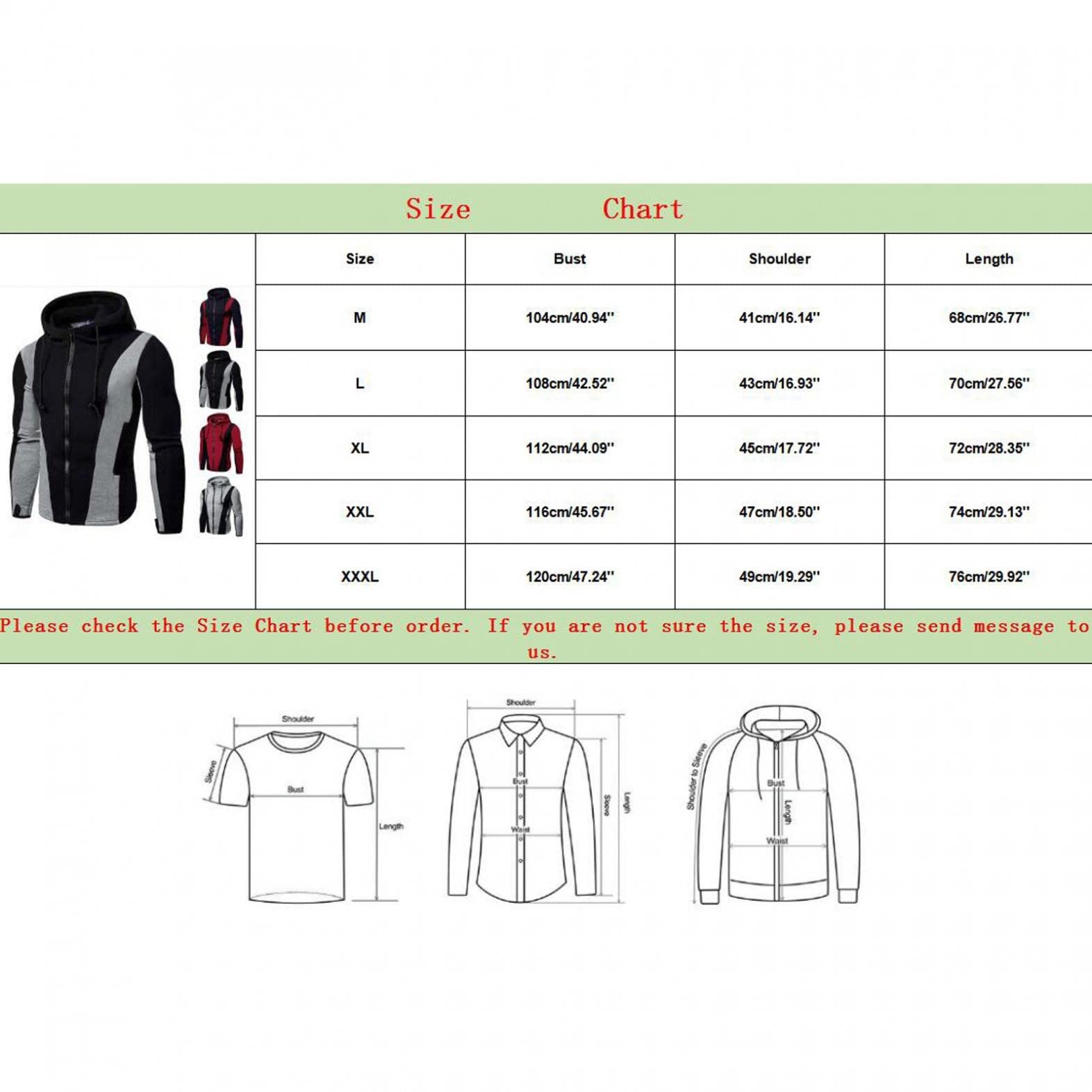 Men's Zip-Up Graphic Hoodie - Color Block Fleece Sweatshirt with Pocket for Casual Wear