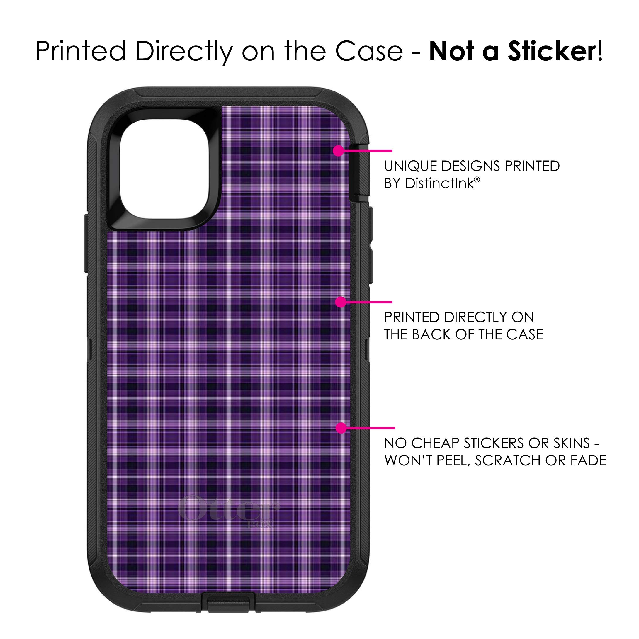 DistinctInk iPhone 11 Case (6.1 Inch) - Durable Protective Cover with Purple Black Plaid Design | Shockproof Replacement for OtterBox Defender | Perfect for Outdoor Activities, Work & Daily Use