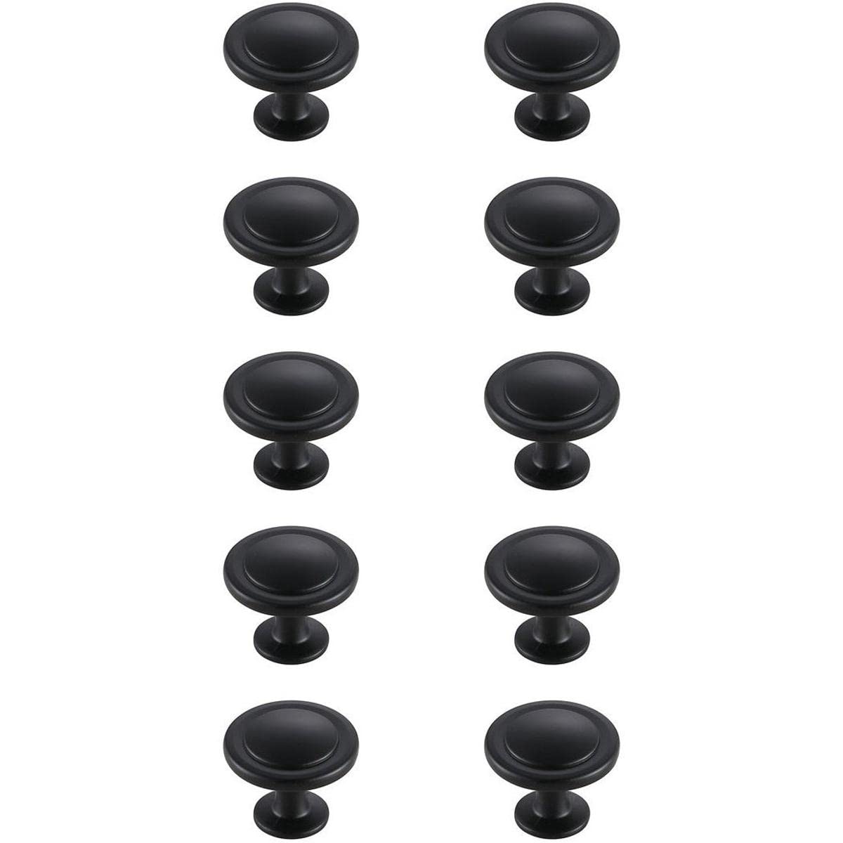 Modern Matte Black Mushroom Knobs - Set of 10 (1.3