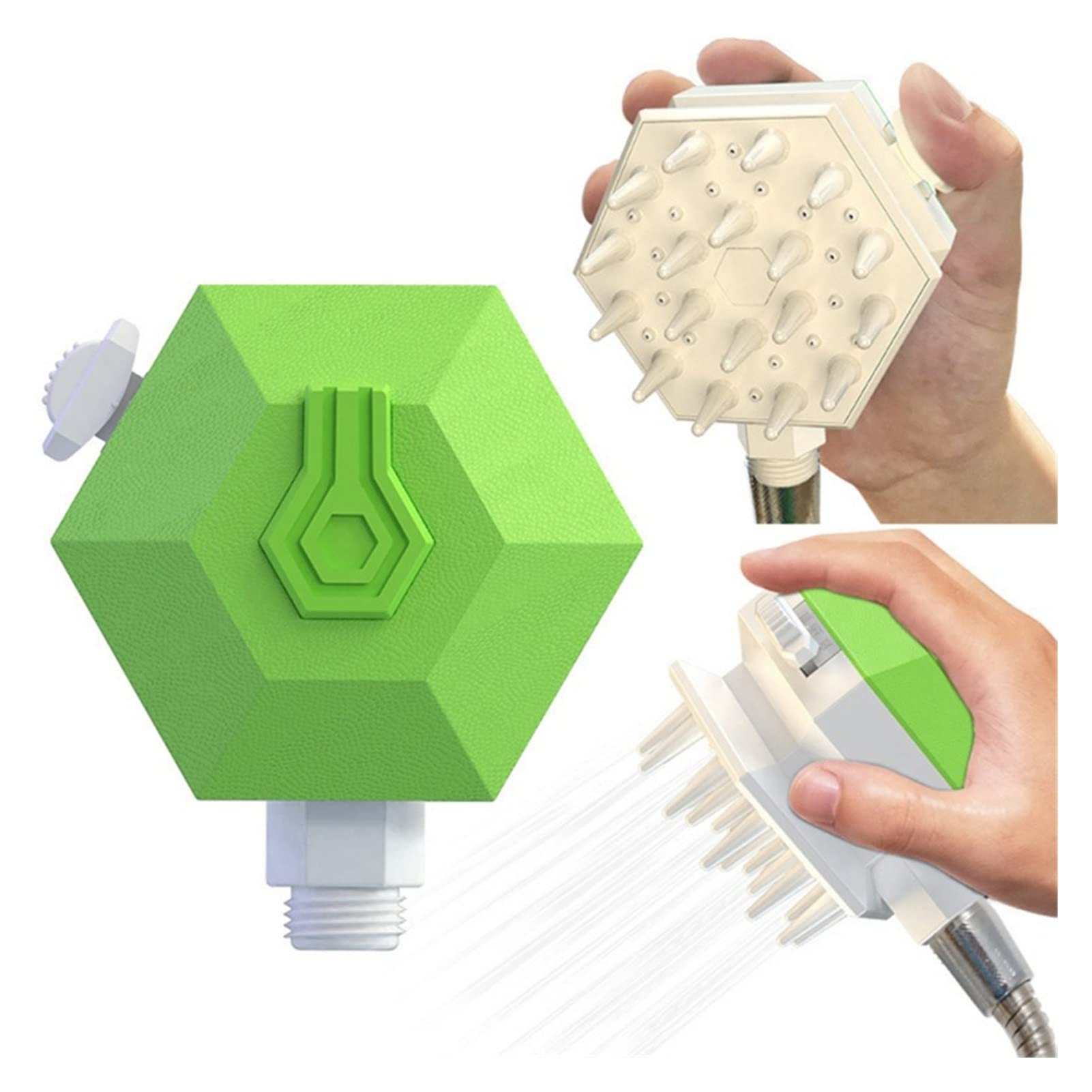 ESD Pet Shower Head - Cat Dog Bath Brush for Grooming & Massage - Green
