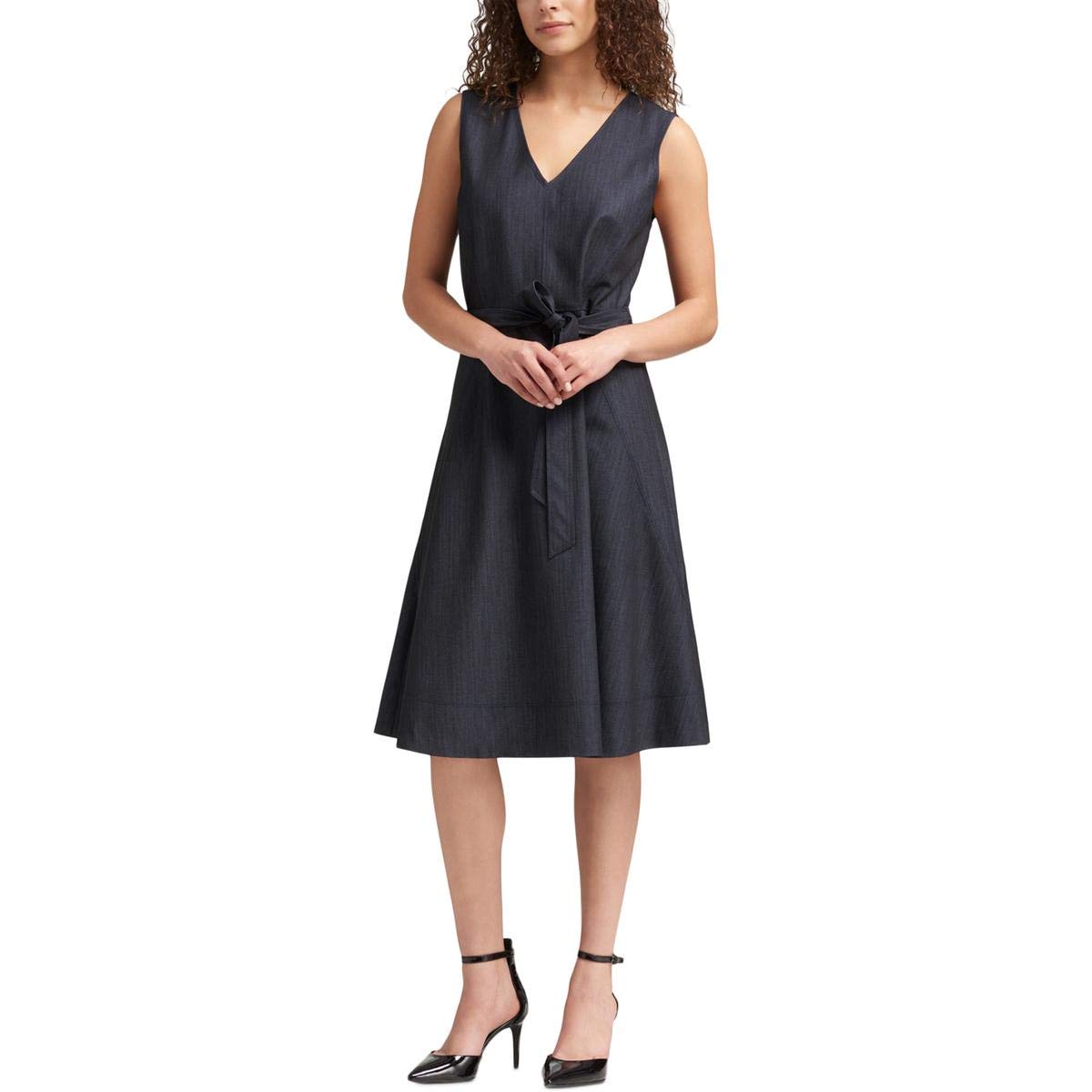 DKNY Women's Denim A-Line Dress - Casual Chic Stretch Denim Midi Dress for Spring & Summer | Perfect for Brunch, Shopping & Date Nights