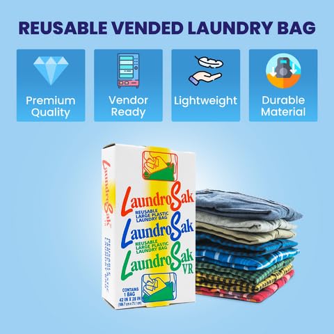 LaundroSak VR50 Coin-Operated Reusable Laundry Bag - Durable & Secure Transport Storage for Clothes - Ideal for Laundromats, Dorms, Travel & Everyday Use