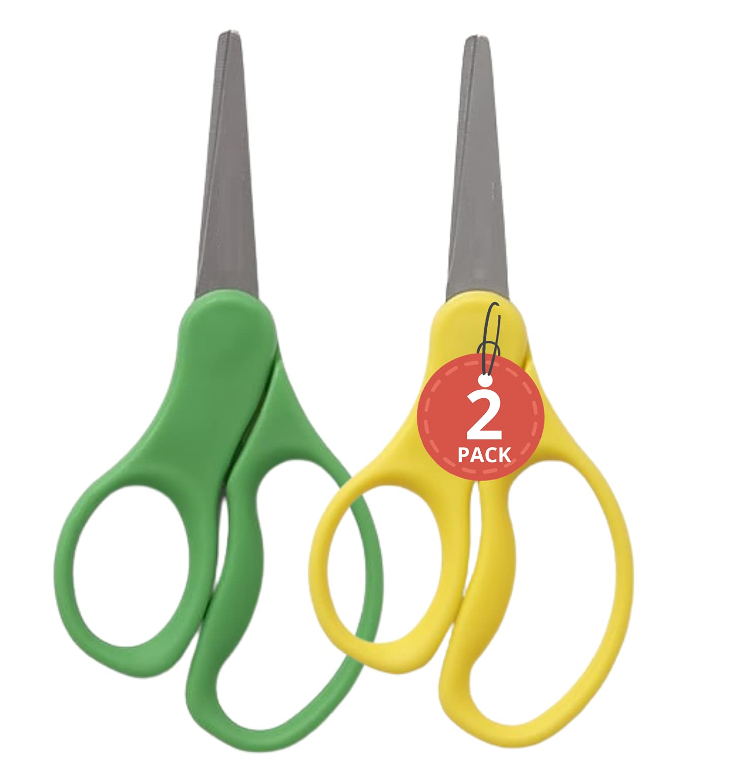 1InTheOffice Kids Safety Scissors 2 Pack - Blunt Tip Child-Size Scissors for Arts & Crafts, School Projects, and Paper Cutting | Safe & Durable for Toddlers & Preschoolers