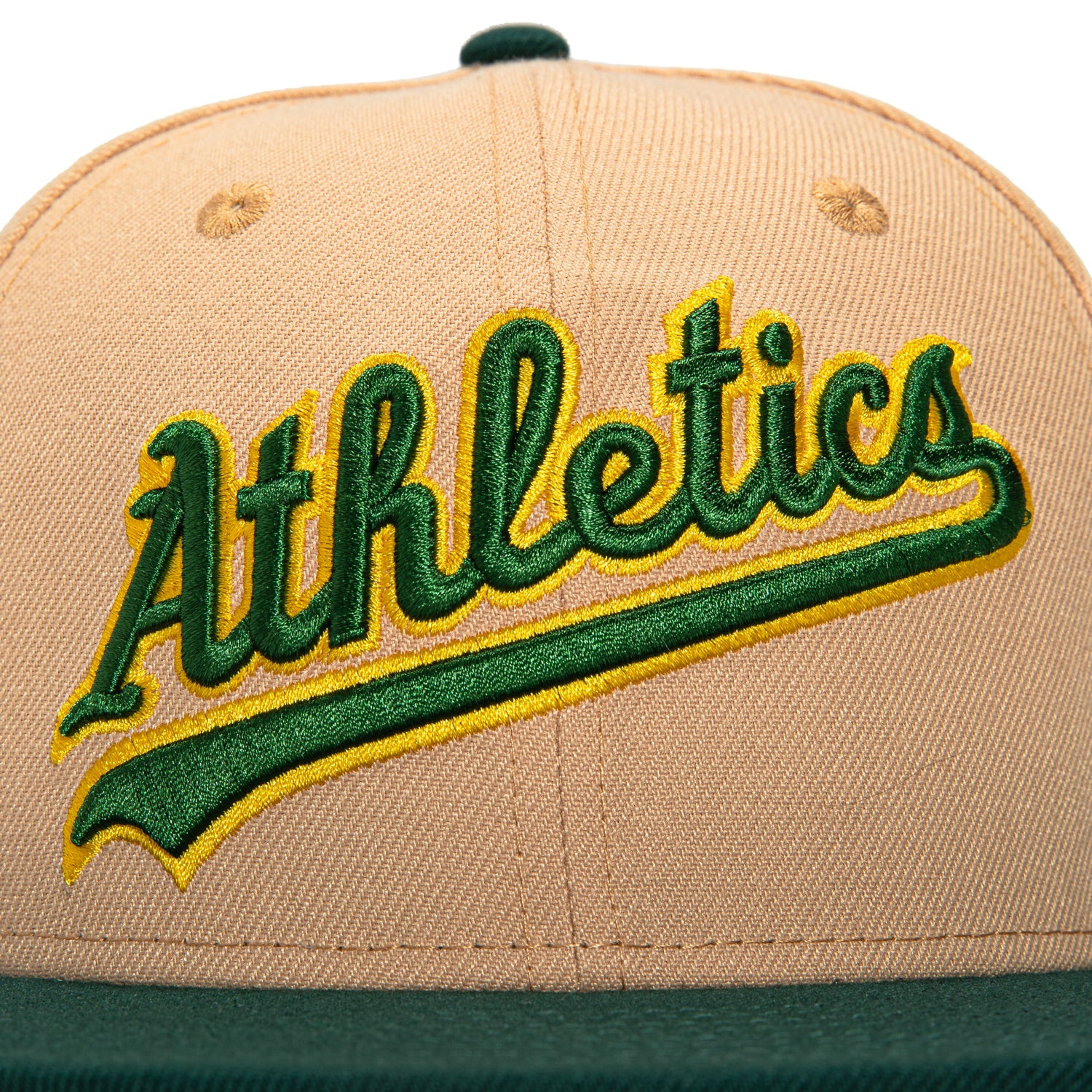 New Era 59Fifty Oakland Athletics Rickey Henderson Field Patch Baseball Cap - Khaki & Green - Official MLB Licensed Hat for Baseball Fans & Sports Enthusiasts - Perfect for Games, Collecting & Streetwear Fashion