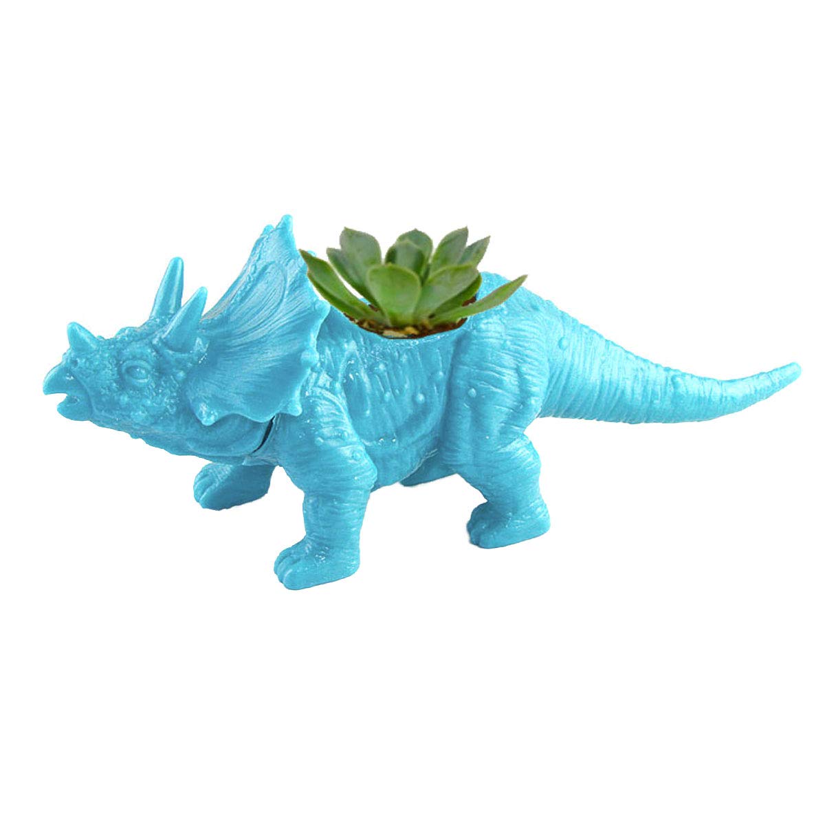 Dinosaur & Rabbit Shaped Succulent Planter - Creative Cactus Bonsai Flower Pot for Home, Office & Desktop Decoration (Light Blue Triceratops) | Perfect for Indoor Plants, Small Succulents & Home Gardening Gifts
