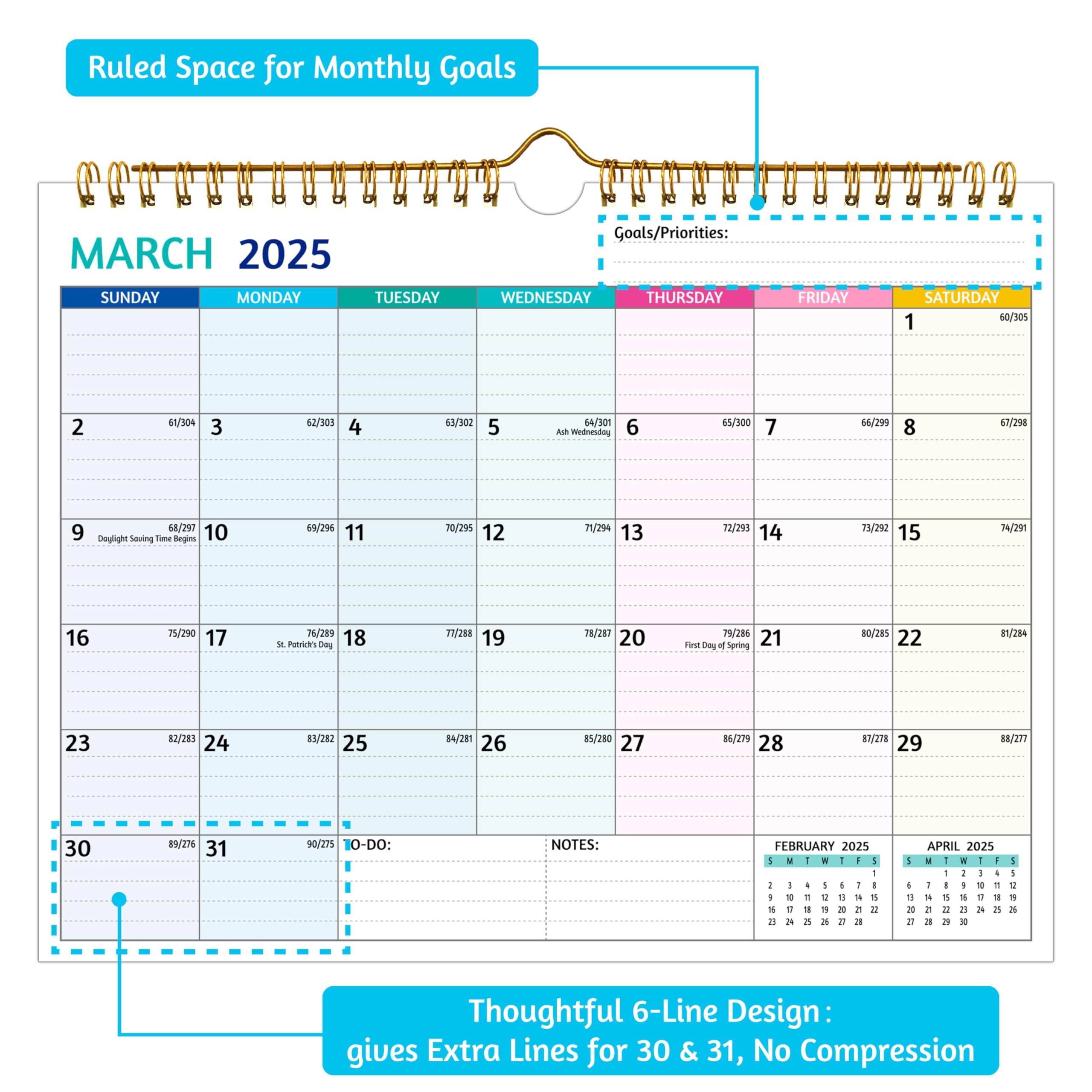 2025-2026 Wall Calendar | 2 Year Monthly Planner Jan 2025-Dec 2026 | 11