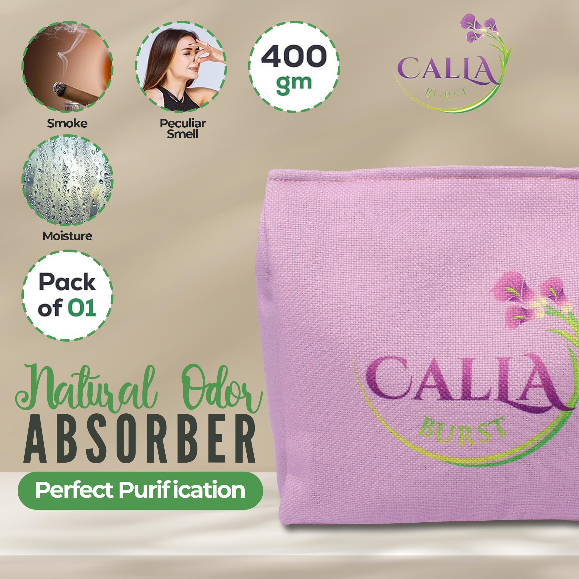 Bamboo Charcoal Air Purifier Bags - Natural Odor Absorber & Eliminator for Home, Car, Closet, Pet Areas | Activated Charcoal Deodorizer, Eco-Friendly & Reusable (400g, Pink) | Freshen Air in Bedrooms, Bathrooms, Shoes & Gym Bags