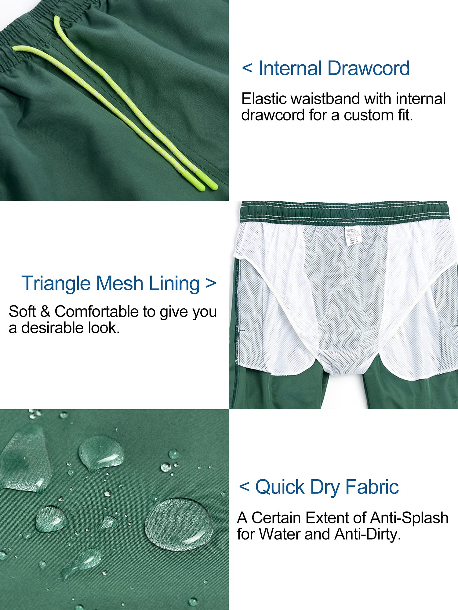 **Men's Quick-Dry Swim Trunks with Pockets - UPF 50+ Sports Swimwear for Beach, Pool & Water Activities**