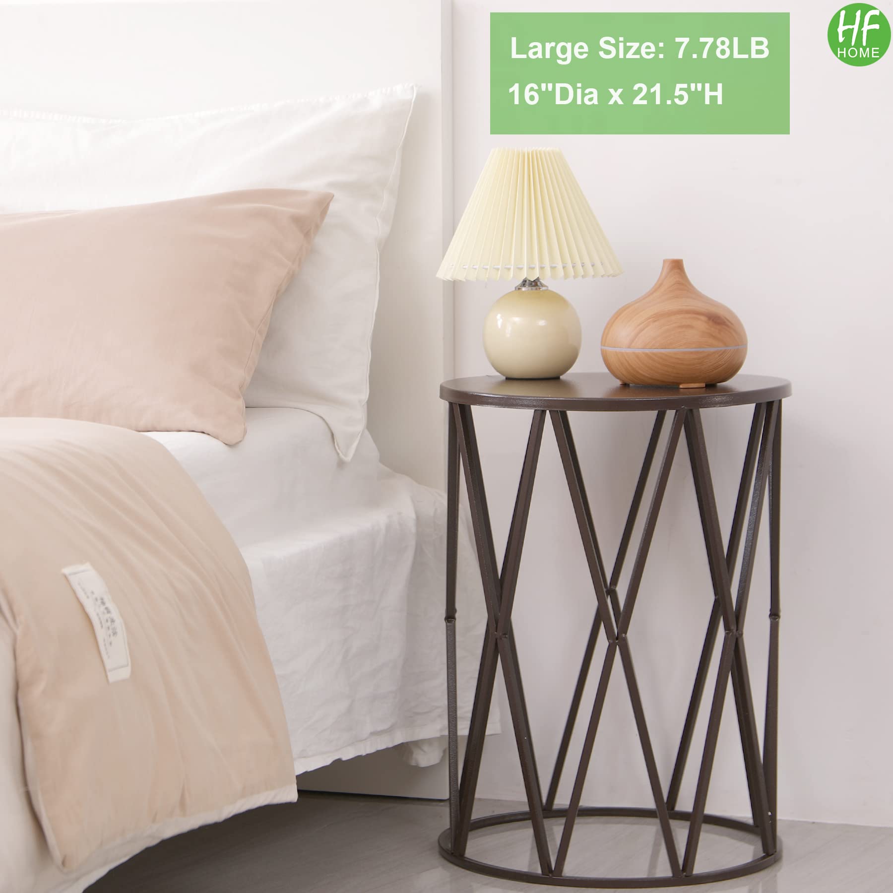 HFHOME Round Nesting Coffee Tables Set of 3 - Heavy Duty Metal Stacking End Tables for Living Room, Balcony, Office - Brown Indoor Side Tables for Home Decor | Perfect for Small Spaces, Coffee Time & Modern Interior Design