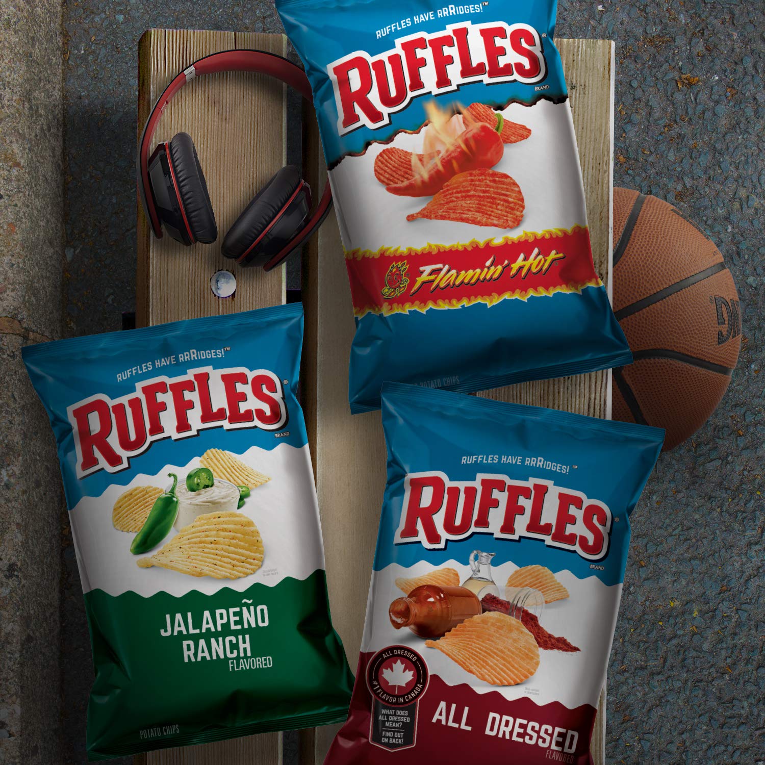 Ruffles Jalapeno Ranch Flavored Potato Chips - Crunchy Snacks, 8 Oz Bag - Perfect for Parties, Movie Nights & On-the-Go Snacking