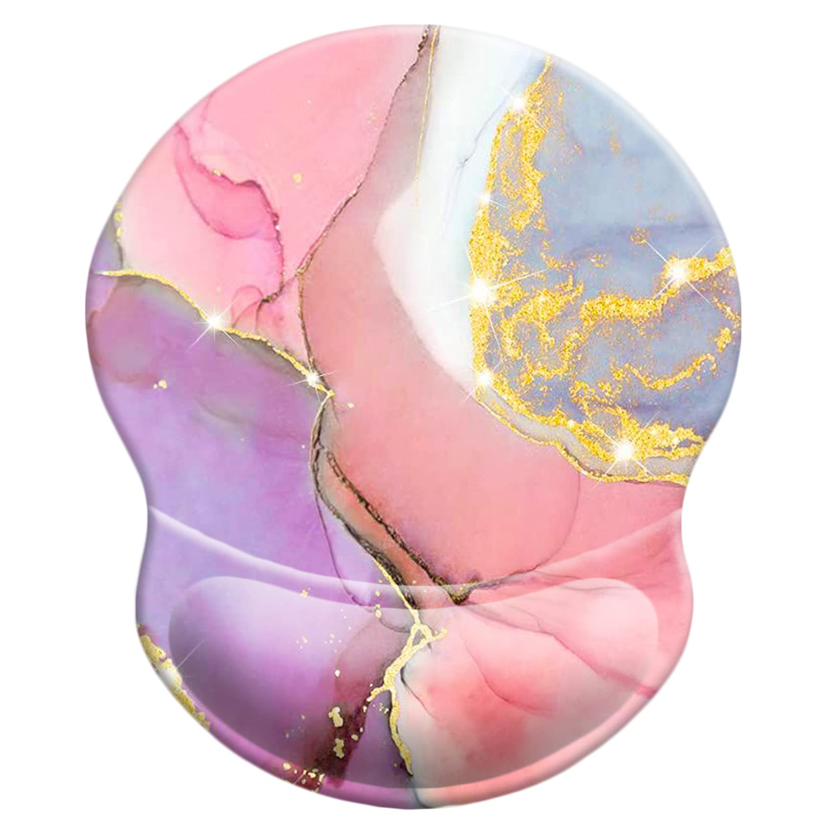 Ergonomic Mouse Pad with Wrist Rest - Non-Slip PU Base for Pain Relief, Gaming & Office Work - Cute Marble Golden Pink Design for Computer, Laptop & PC Users - Perfect for Long Hours of Typing and Gaming Sessions