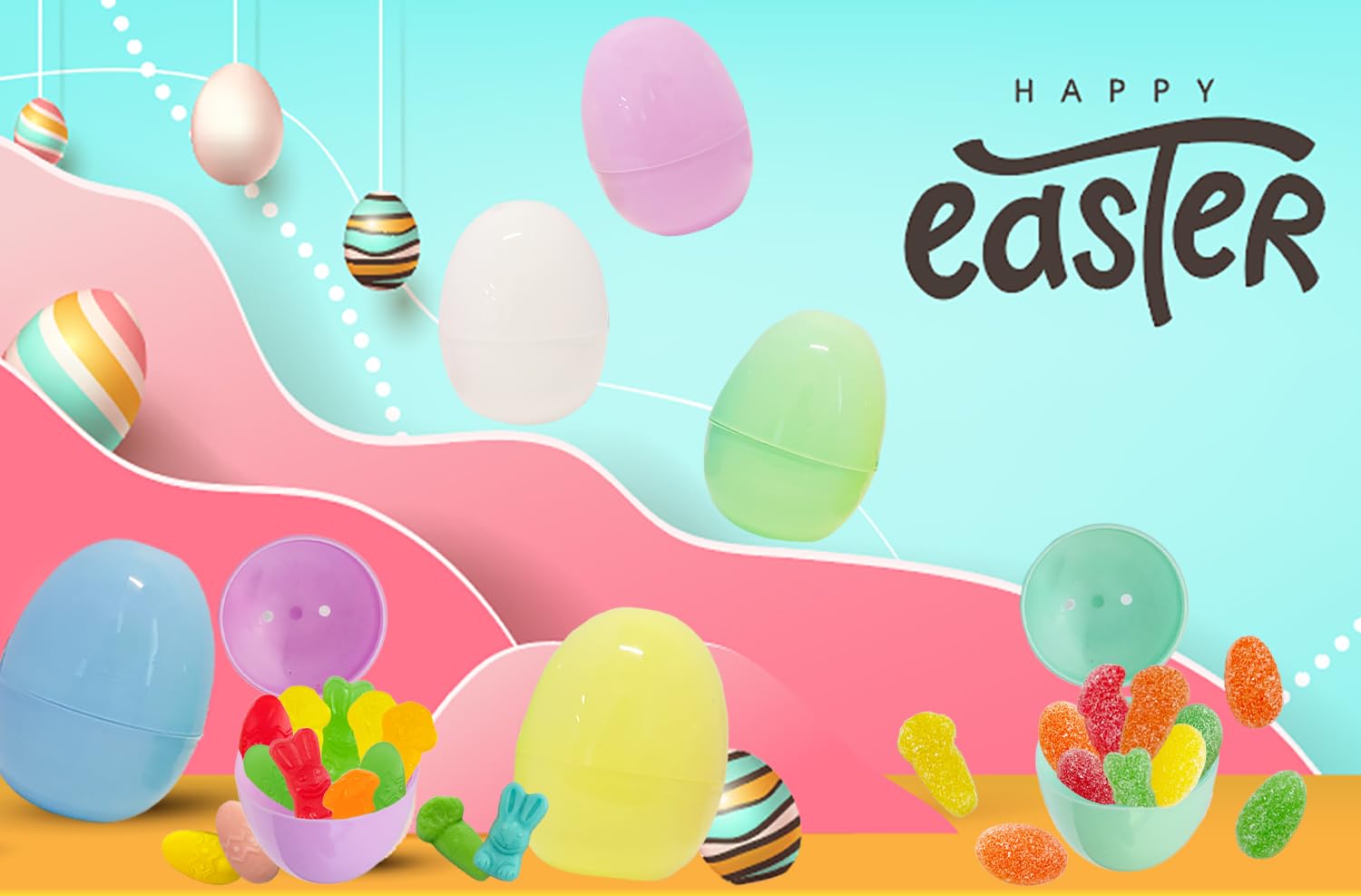 Pastel Fillable Easter Eggs with Hinge - 200-Pack of 2.25