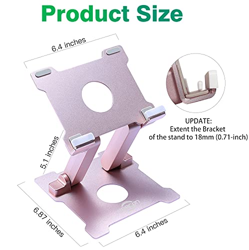 KABCON Adjustable Aluminum Tablet Stand Holder - Eye-Level Desktop Stand for iPad, Microsoft Surface, Samsung Galaxy, Kindle Fire & 10-15 Inch Tablets (Pink) | Perfect for Work, Study, Video Calls & Hands-Free Viewing