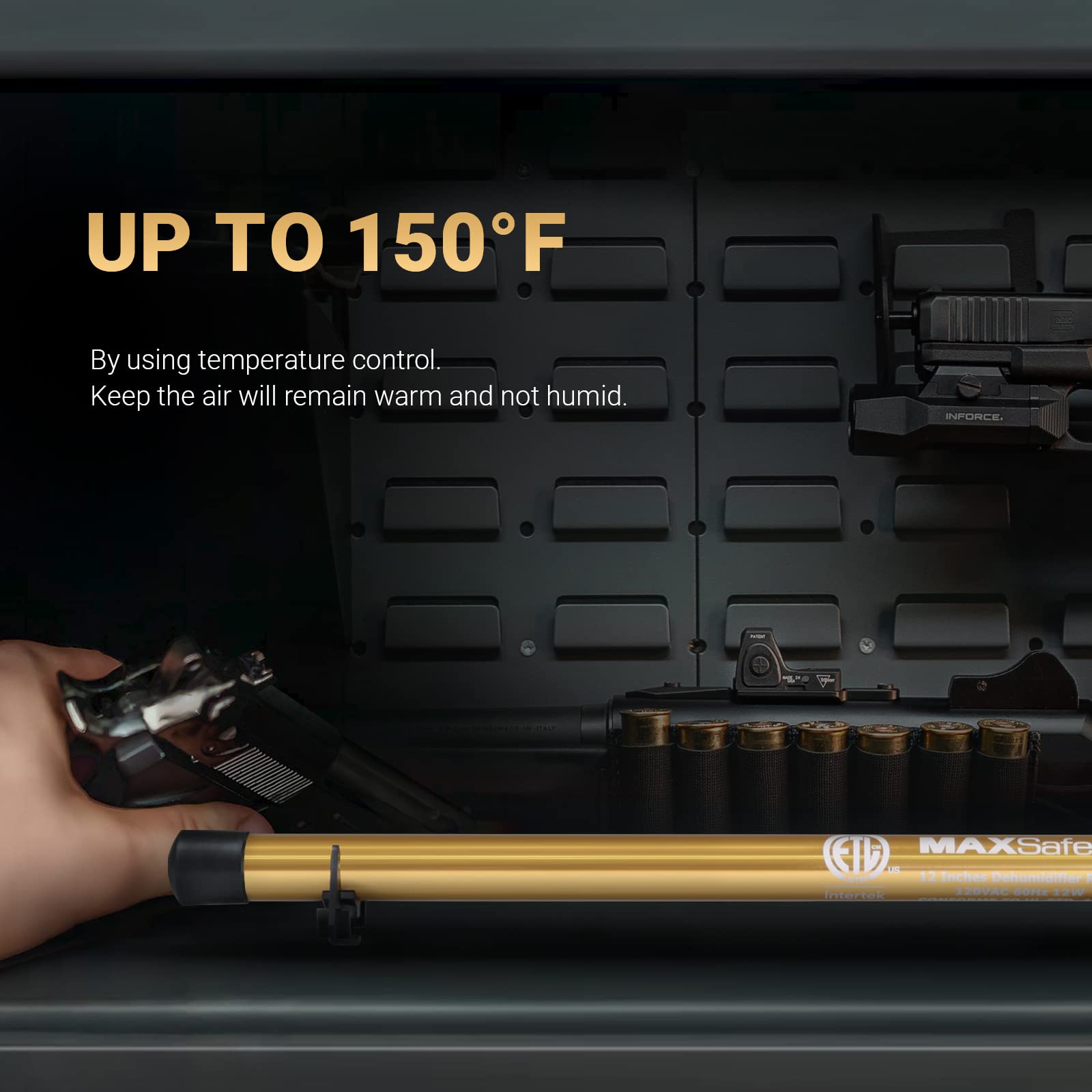 GoldenRod Gun Safe Dehumidifier Rod - High Power 150°F Heating Element for Moisture & Corrosion Protection | ETL Certified 24-Inch | Ideal for Firearm Safes, Toolboxes & Storage Units