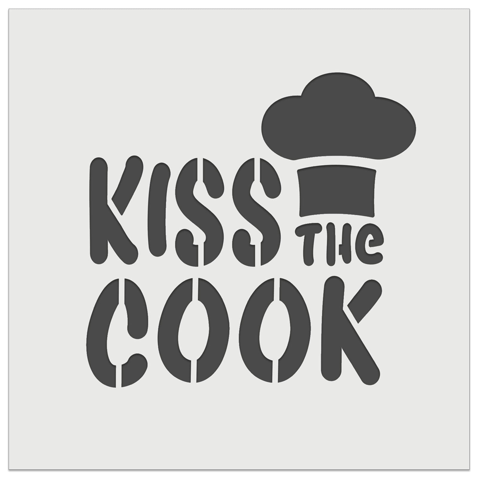 Kiss The Cook Reusable Stencil for Baking & DIY Crafts - 11.5 Inch Wall Cookie Decor Template - Perfect for Home Kitchen, Party Decorations & Creative Gifts