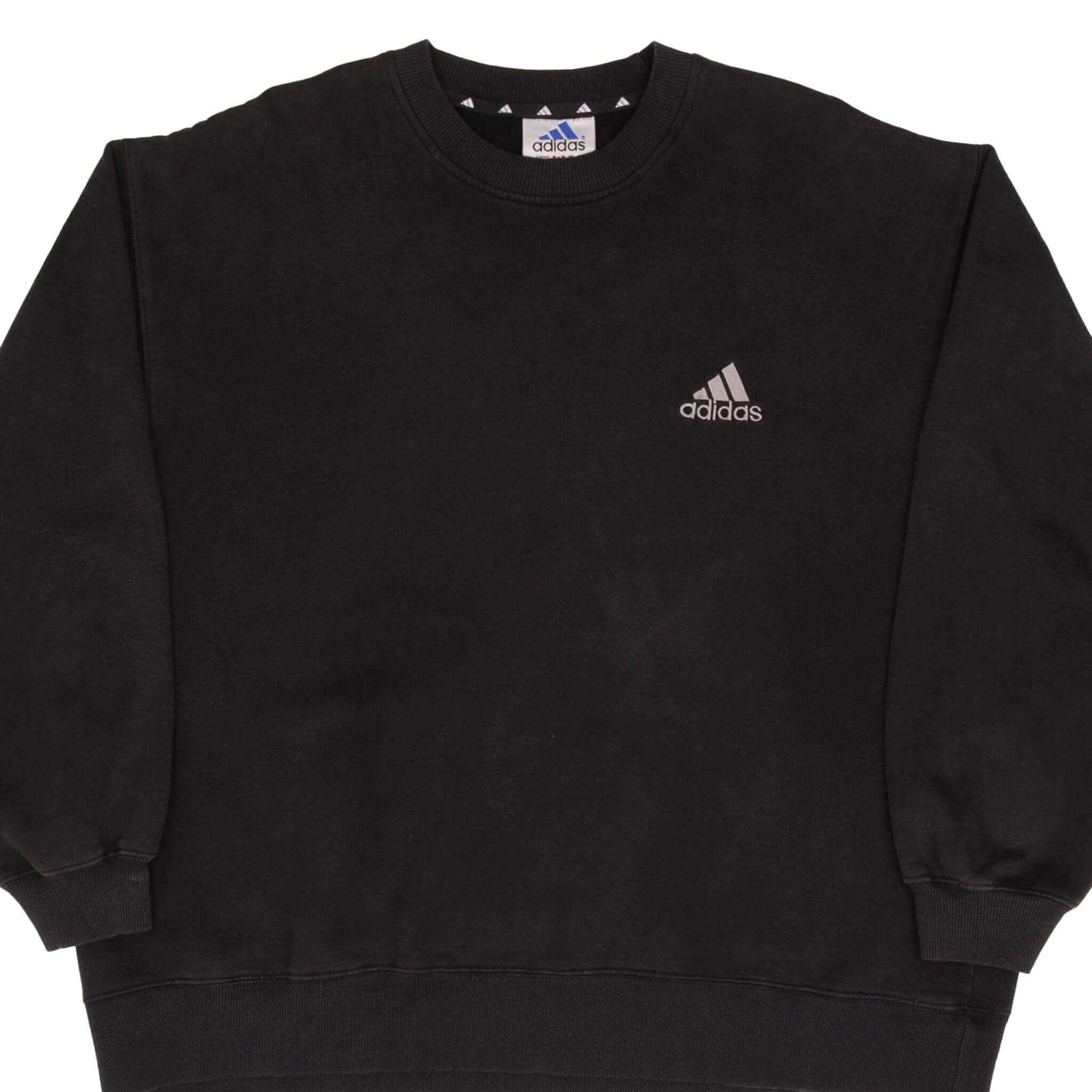 Vintage Adidas Classic Black Crewneck Sweatshirt 1990s - Size XL - Retro Streetwear for Men - Perfect for Casual Outfits, Gym, and Everyday Wear