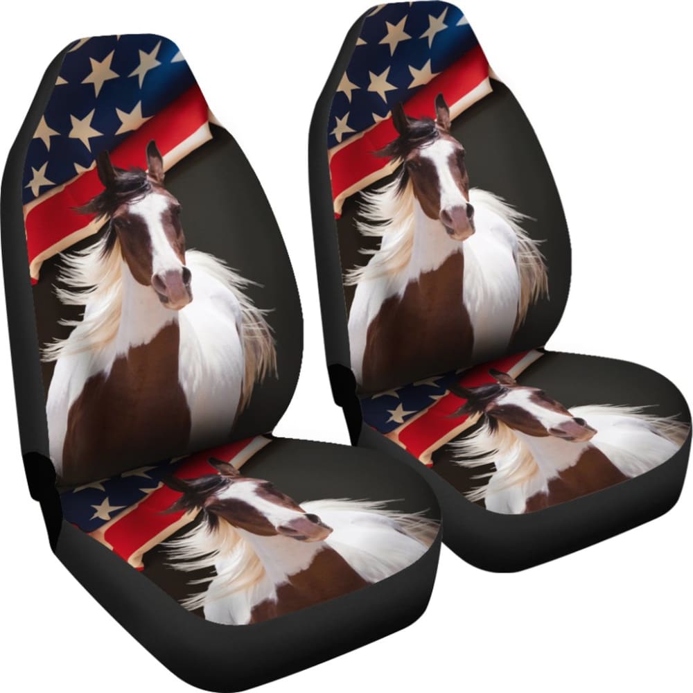 Premium American Flag Horse Design All-Weather Car Seat Covers - Durable Protection for Trucks, SUVs & Vehicles - Perfect for Road Trips & Outdoor Adventures