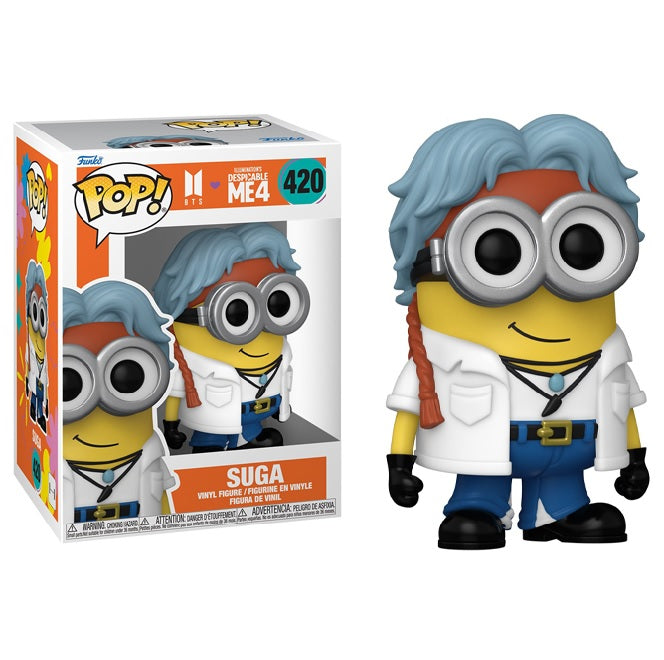 BTS x Despicable Me 4 Suga Minion Pop! Vinyl Figure #420 - K-Pop Collectible for BTS Fans & Minions Lovers, Perfect for Display & Gift Giving