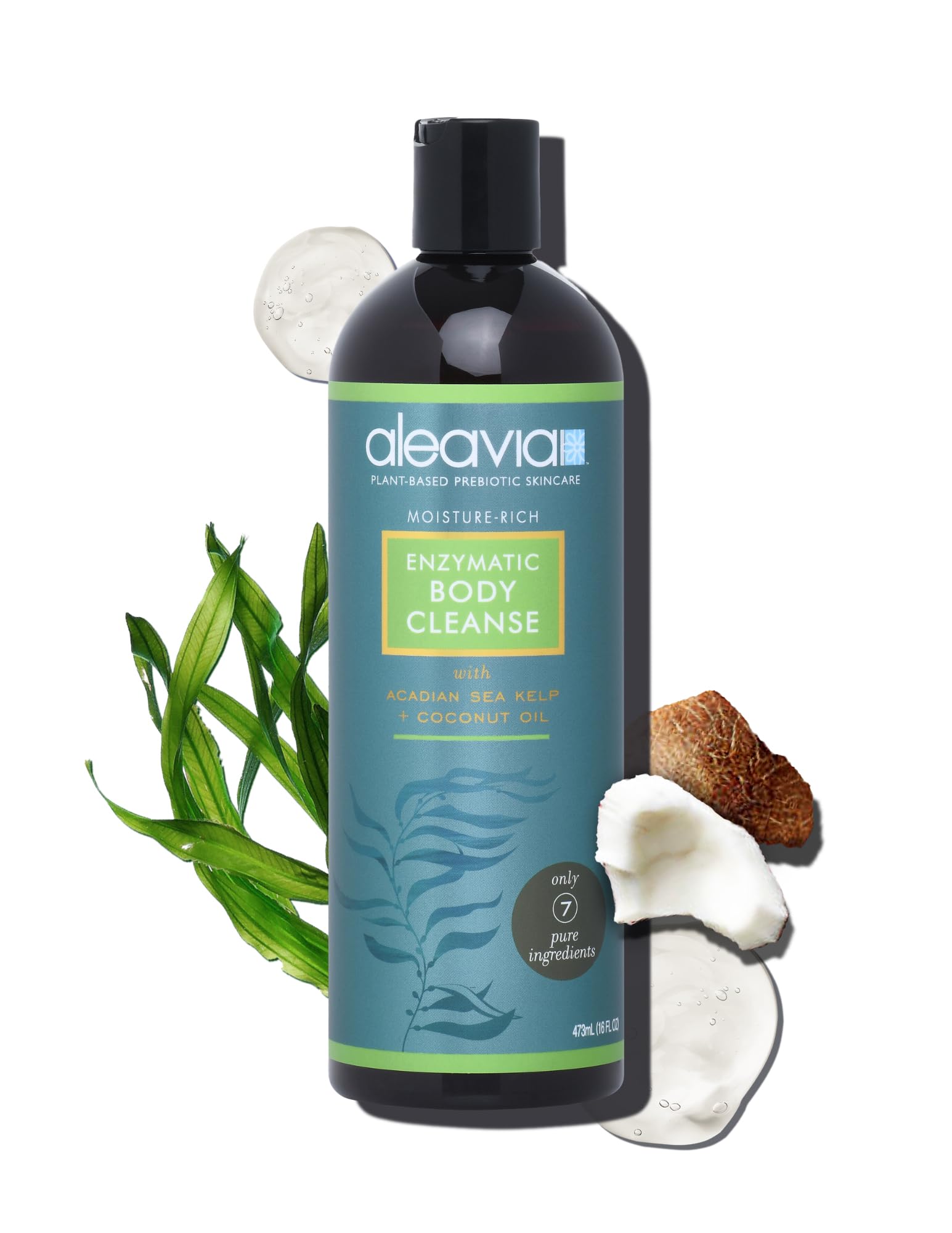 Aleavia Organic Prebiotic Body Wash - All-Natural, Fragrance-Free & Sulfate-Free Enzymatic Cleanser for Sensitive Skin - 16 oz Bottle - Ideal for Daily Shower, Post-Workout & Eczema-Prone Skin Care