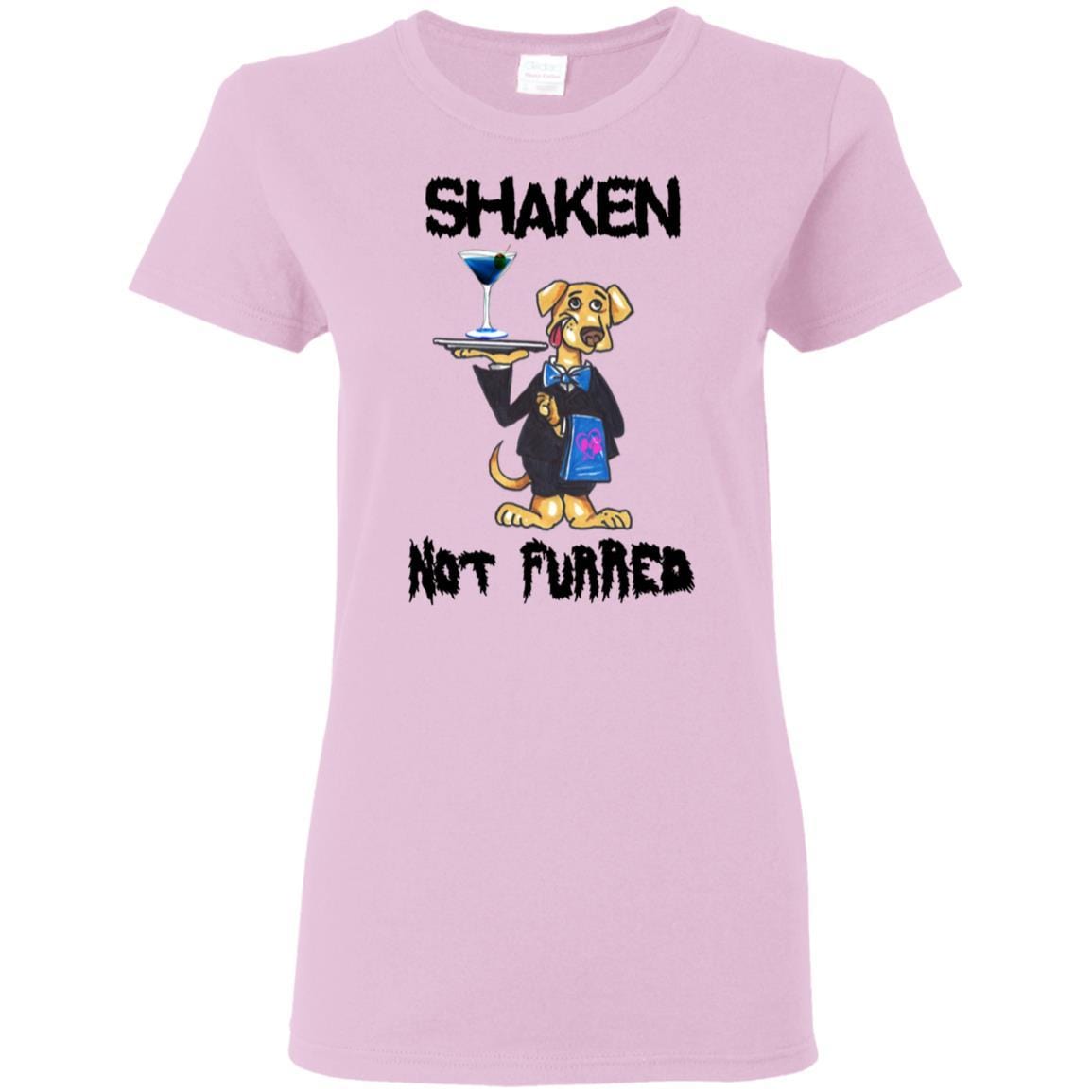 WineyBitches.Co Shaken Not Furred Women's 5.3 oz Cotton T-Shirt - Perfect for Casual Wear, Girls Night Out & Wine Tasting Events