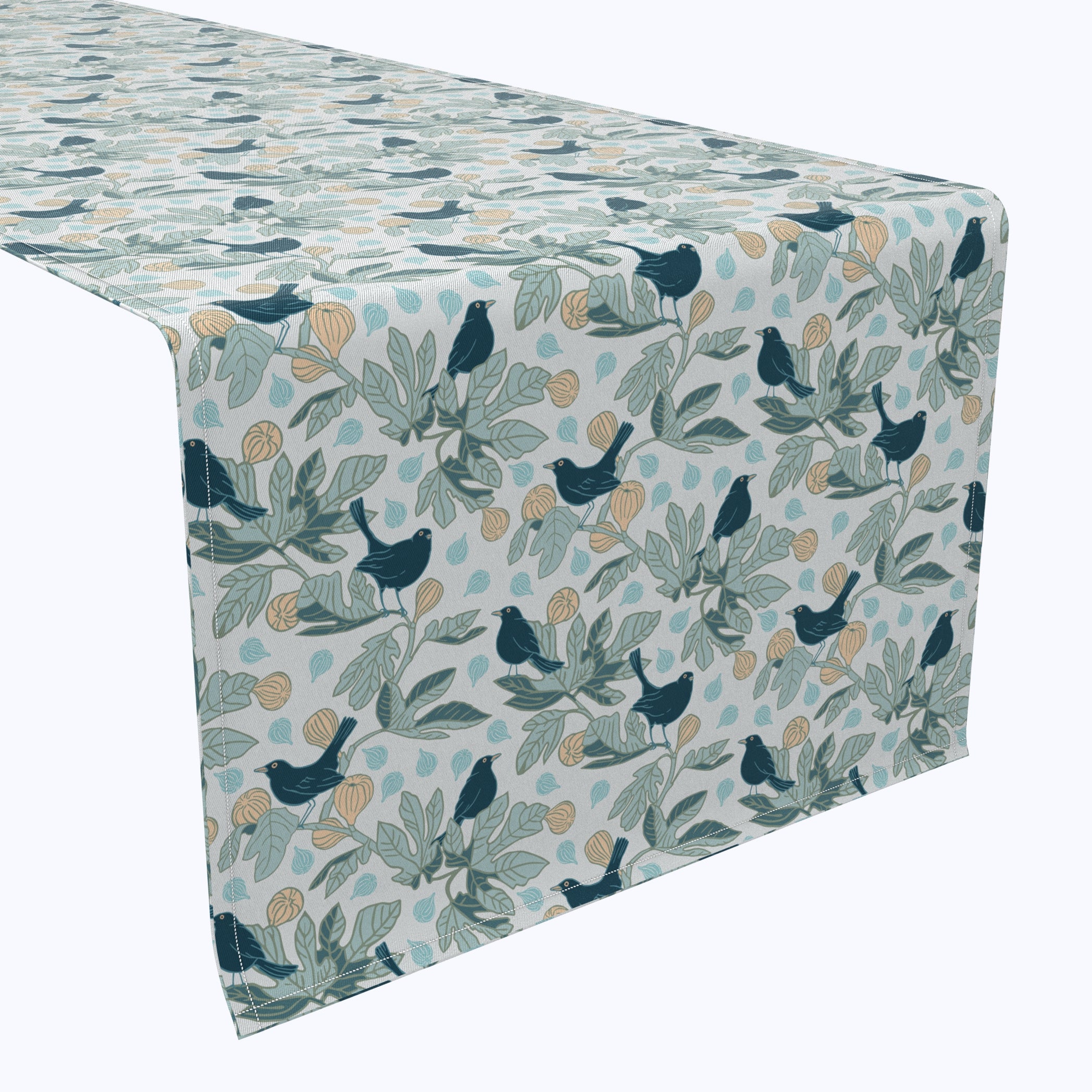 Elegant Fig Trees & Birds Table Runners - Cotton Decorative Dining Table Scarf for Farmhouse, Rustic, and Spring Home Decor - Perfect for Dinner Parties, Weddings, and Holiday Gatherings