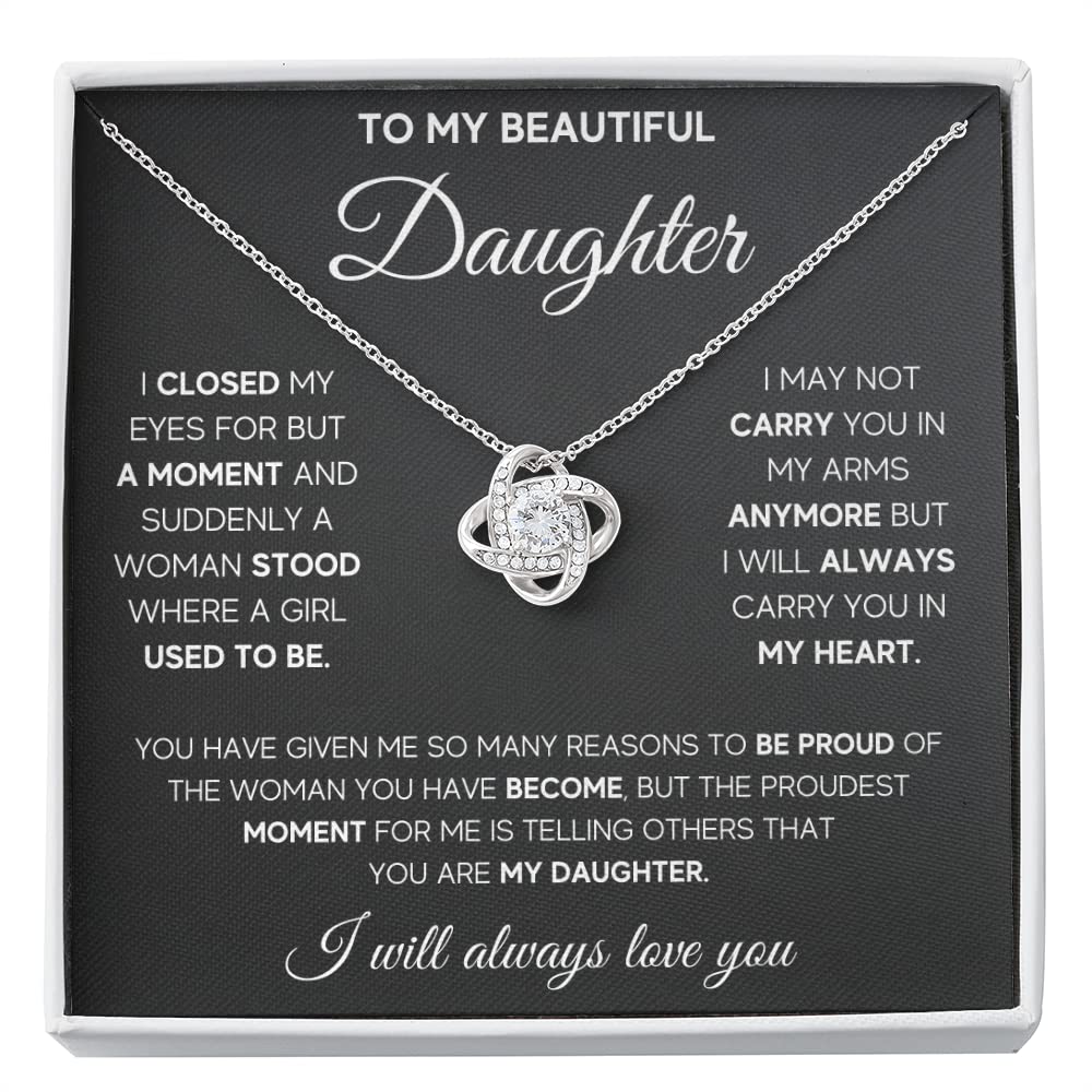 Mother Daughter Necklace Set - Heart Pendant Jewelry Gift from Mom & Dad with Engraved Message Card & Gift Box | Thoughtful Birthday, Christmas Present for Daughter, Sister, Granddaughter | Perfect for Family Bonding, Special Occasions & Keepsake Memories