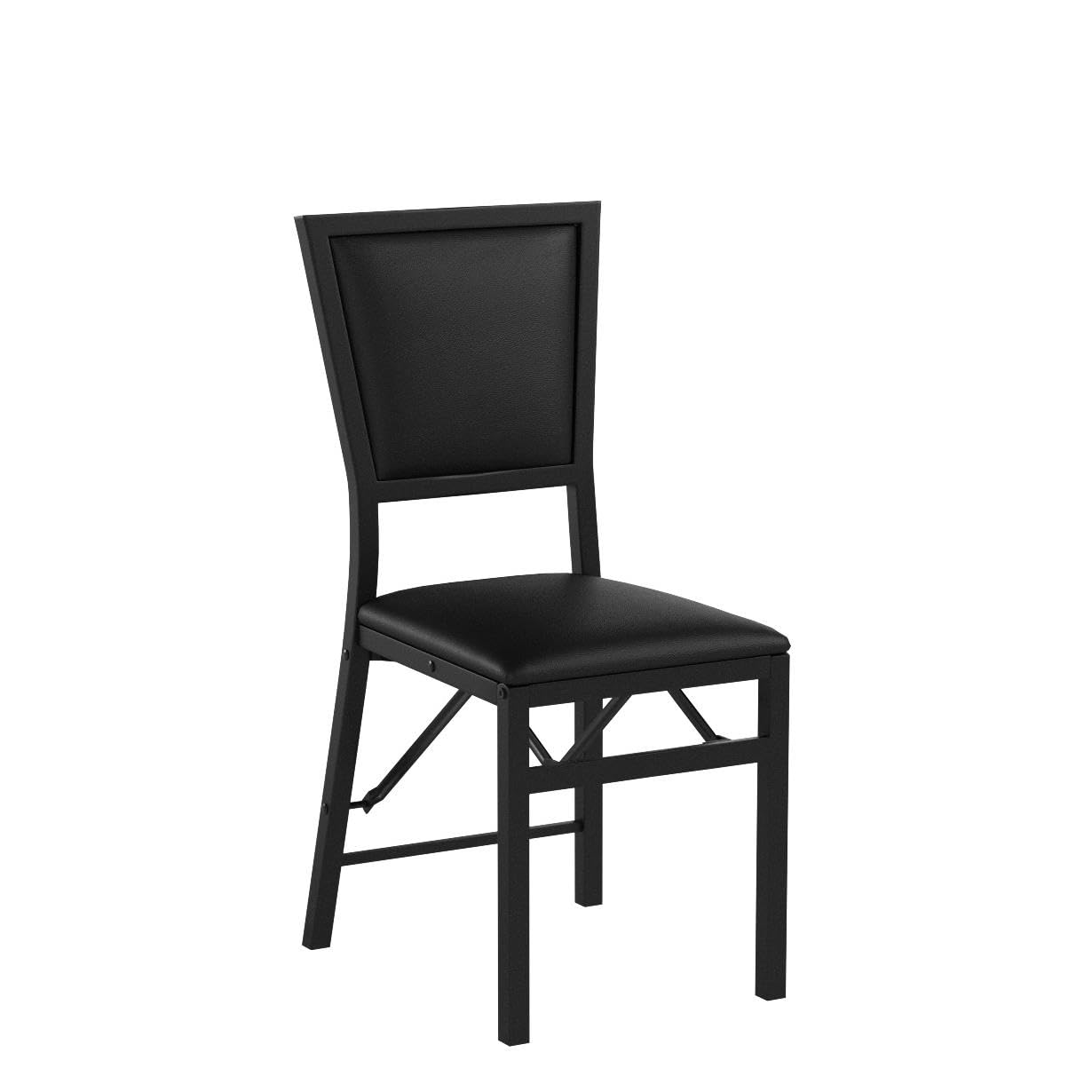 Giantex Folding Chairs Set of 2 - Padded Dining Chairs with Sturdy Metal Frame & Floor Protectors | Space Saving Foldable Design for Small Apartments, Parties, Events & Extra Guests | Black Home & Office Seating Solution