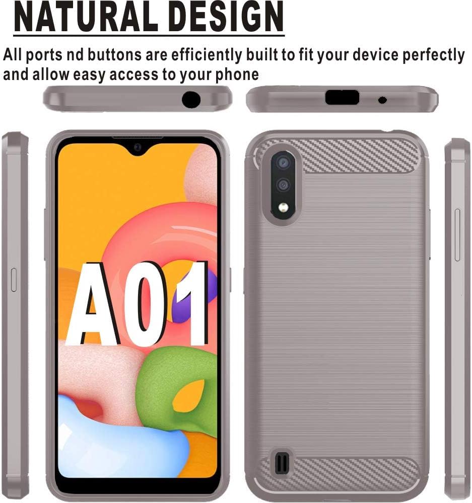 Samsung Galaxy A01 Case with Screen Protector - Shockproof Slim Clear TPU Cover | Transparent Gray Soft Protection | Perfect for Everyday Use, Travel & Outdoor Activities