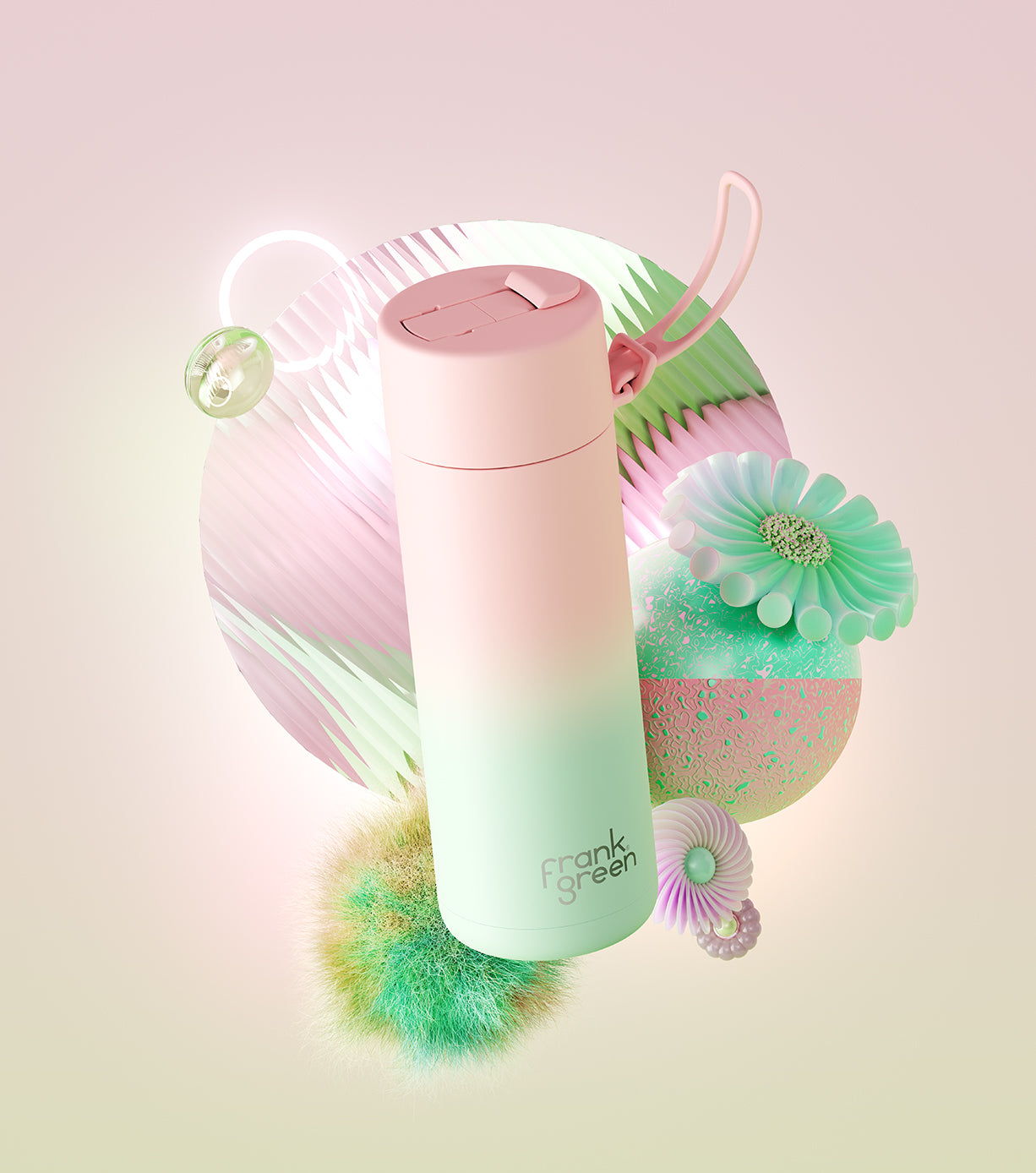 Gradient Ceramic Reusable Water Bottle 20oz (595ml) - Eco-Friendly Insulated Travel Mug for Hot & Cold Drinks at Home, Office or Gym