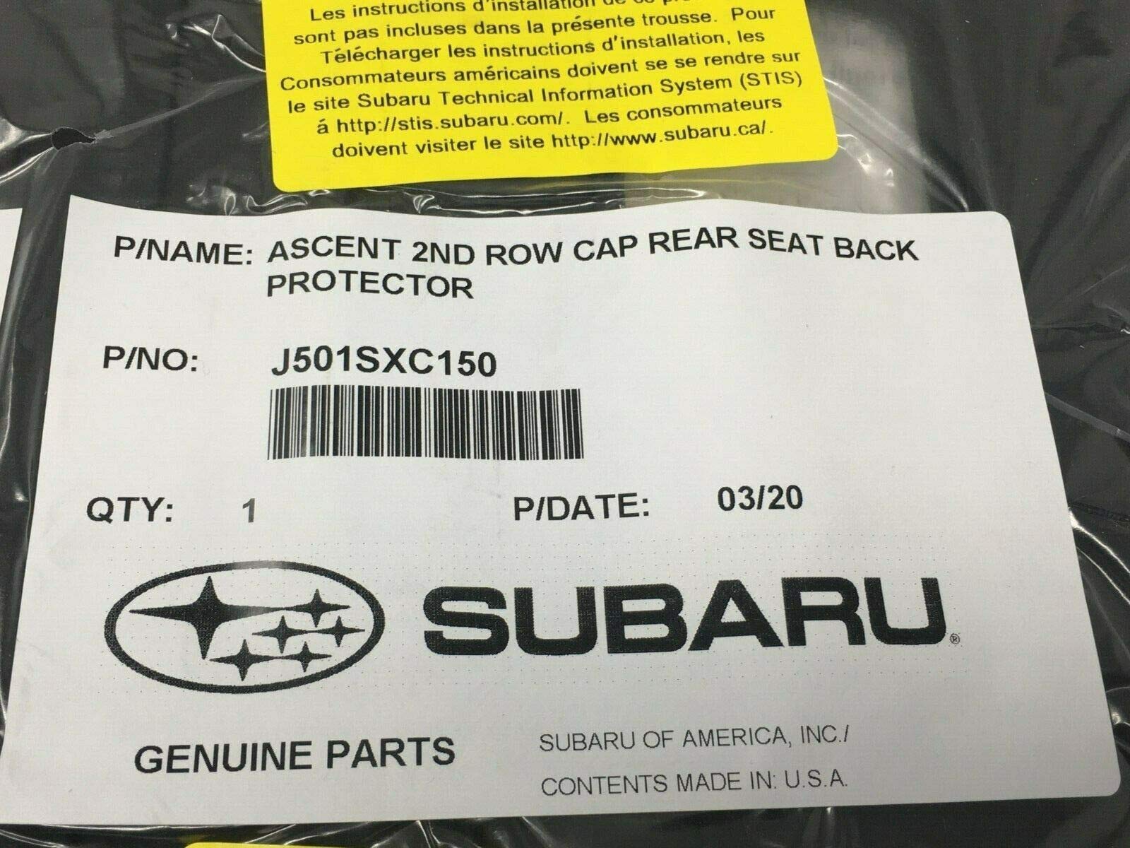 Genuine OEM Subaru 2019-2025 Ascent 2nd Row Rear Seat Back Protector - J501SXC150 - Premium Car Seat Cover for Kids & Pets Protection - Perfect for Family Road Trips and Daily Commute