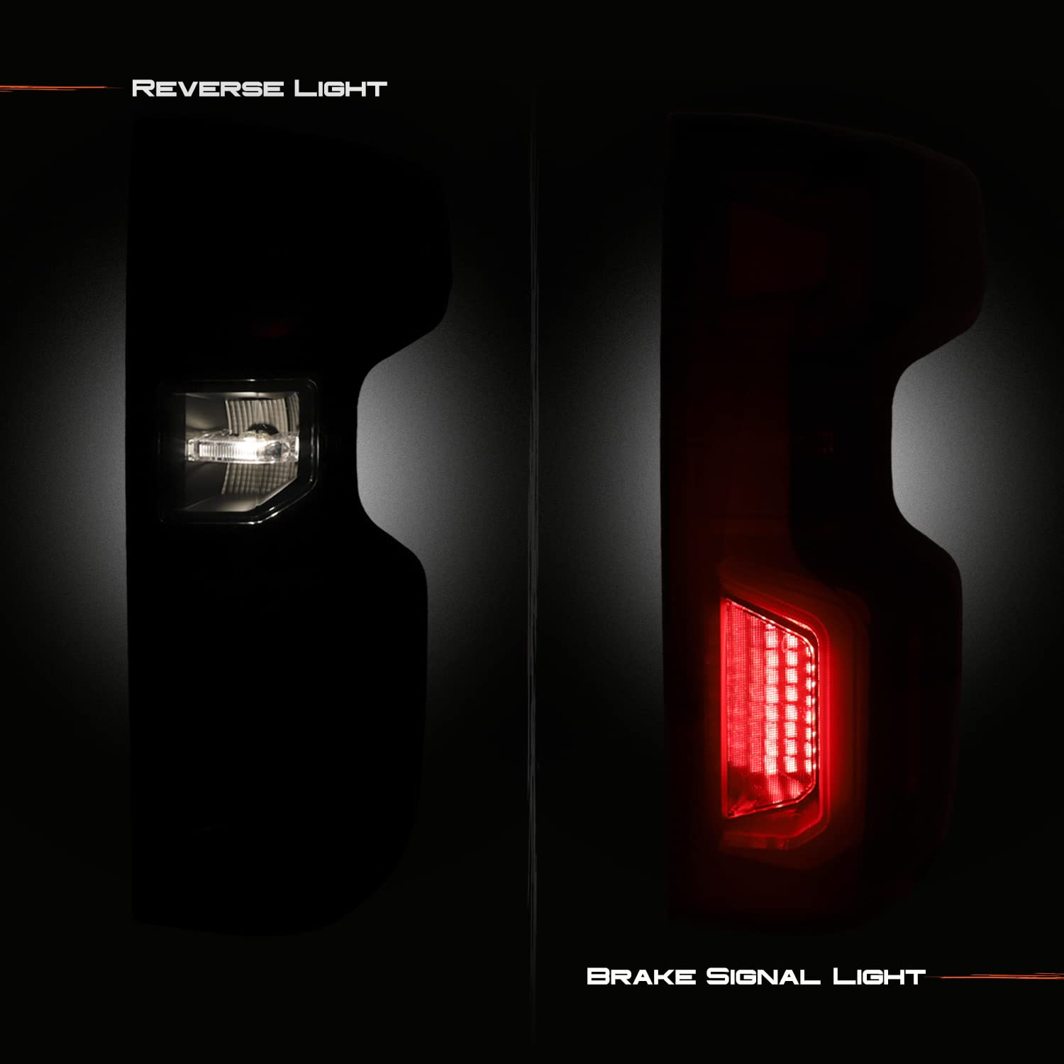 AKKON LED Black Smoked Tail Lights Brake Lamp Pair for 2019-2022 Chevy Silverado 1500 (Incandescent Type) - Driver & Passenger Side - Upgrade Your Truck's Style & Night Visibility