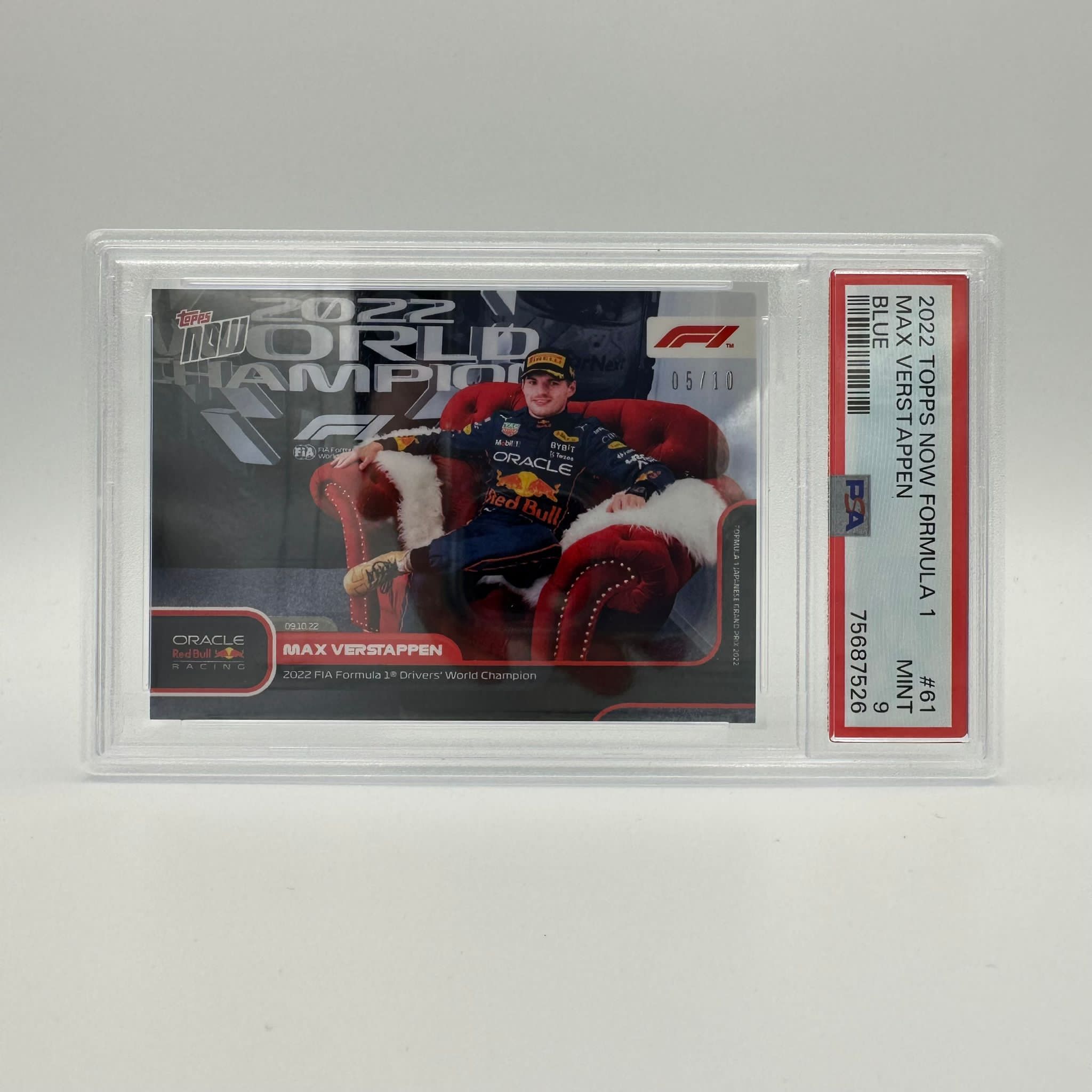 2022 Max Verstappen F1 World Champion #61 PSA 9 Graded Trading Card - Perfect for Sports Memorabilia Collections and F1 Racing Fans