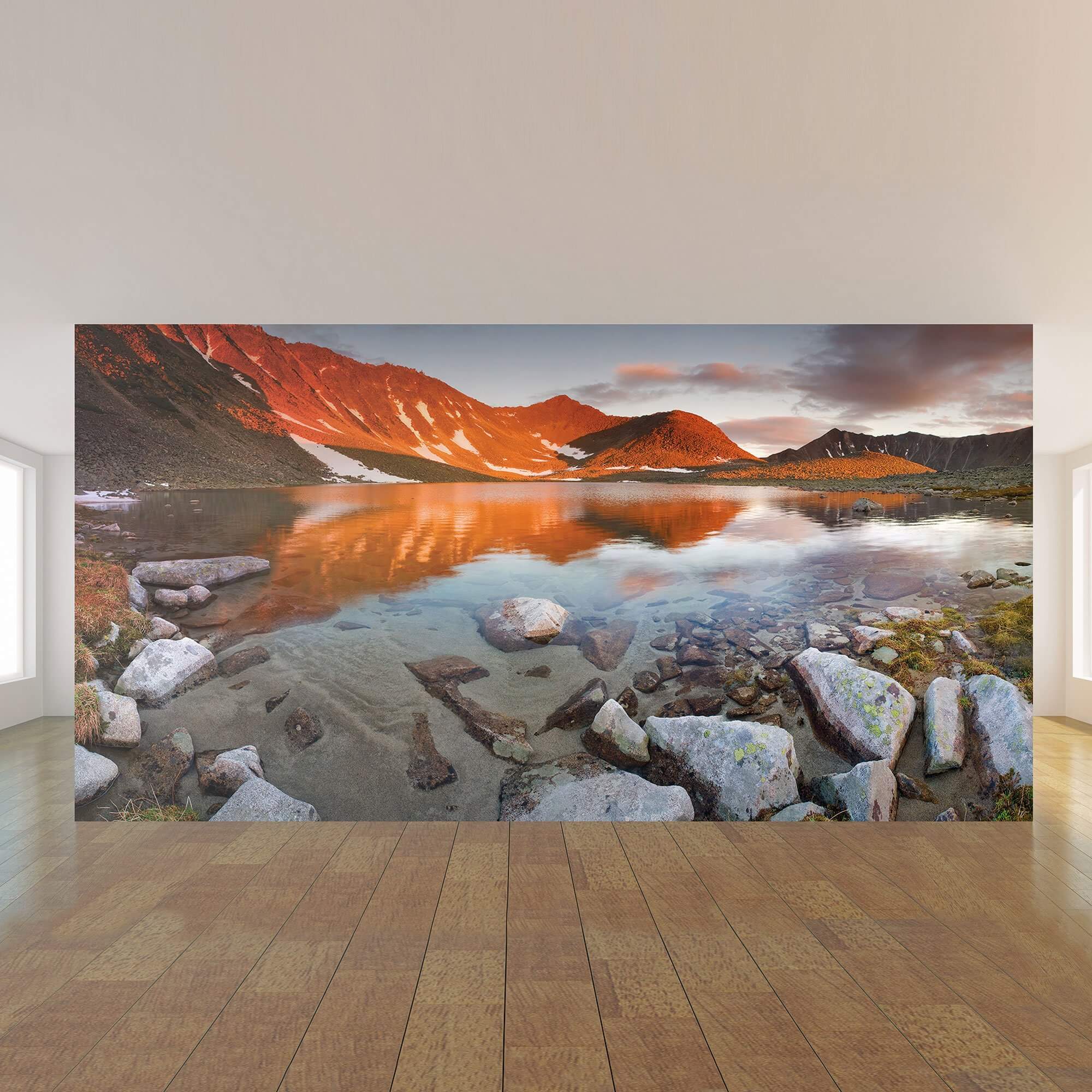Green Mountain Lake Landscape Peel and Stick Removable Wallpaper Mural 6816 - Self-Adhesive Wall Decal for Living Room, Bedroom, Office Decor