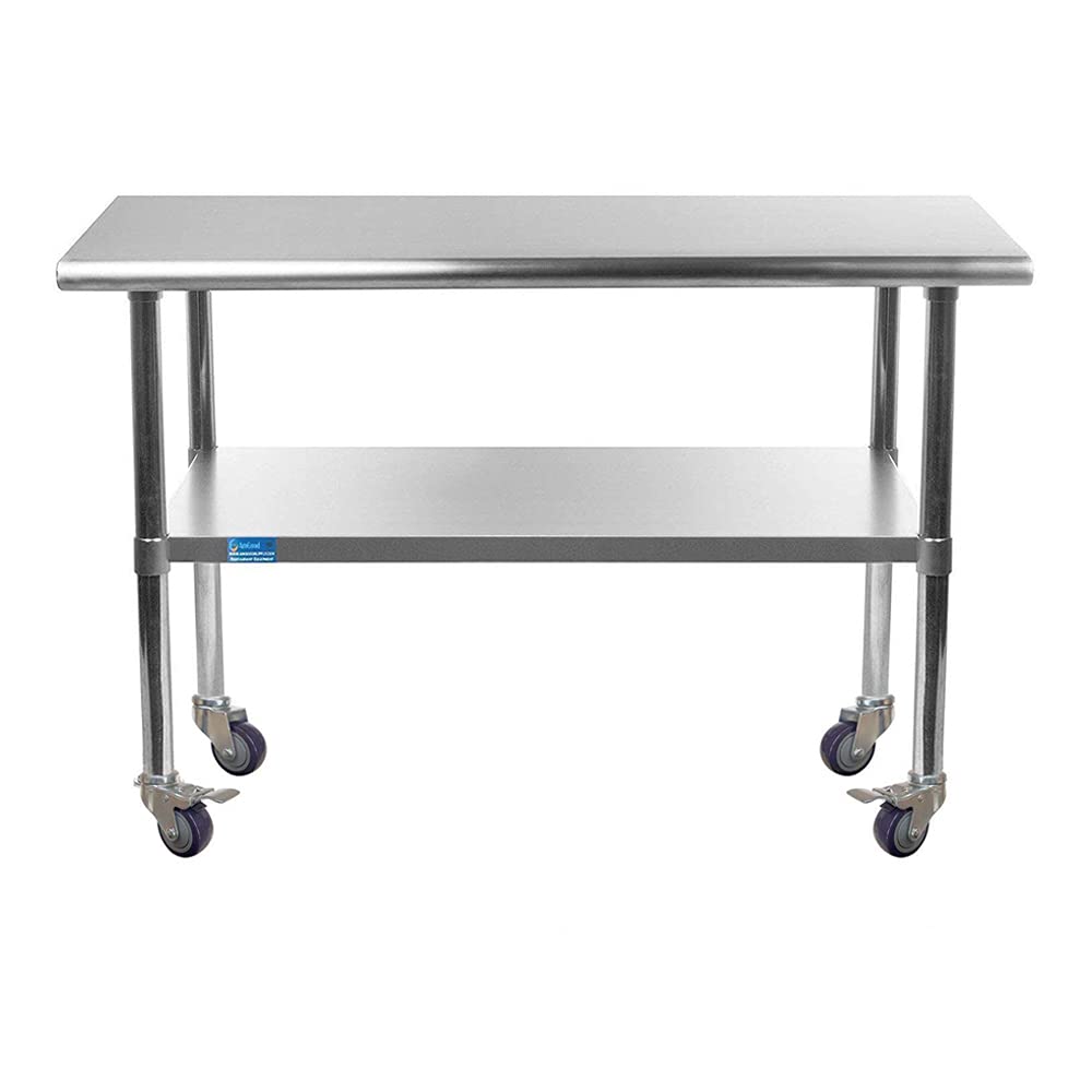 AmGood Stainless Steel Work Table with Casters - 48