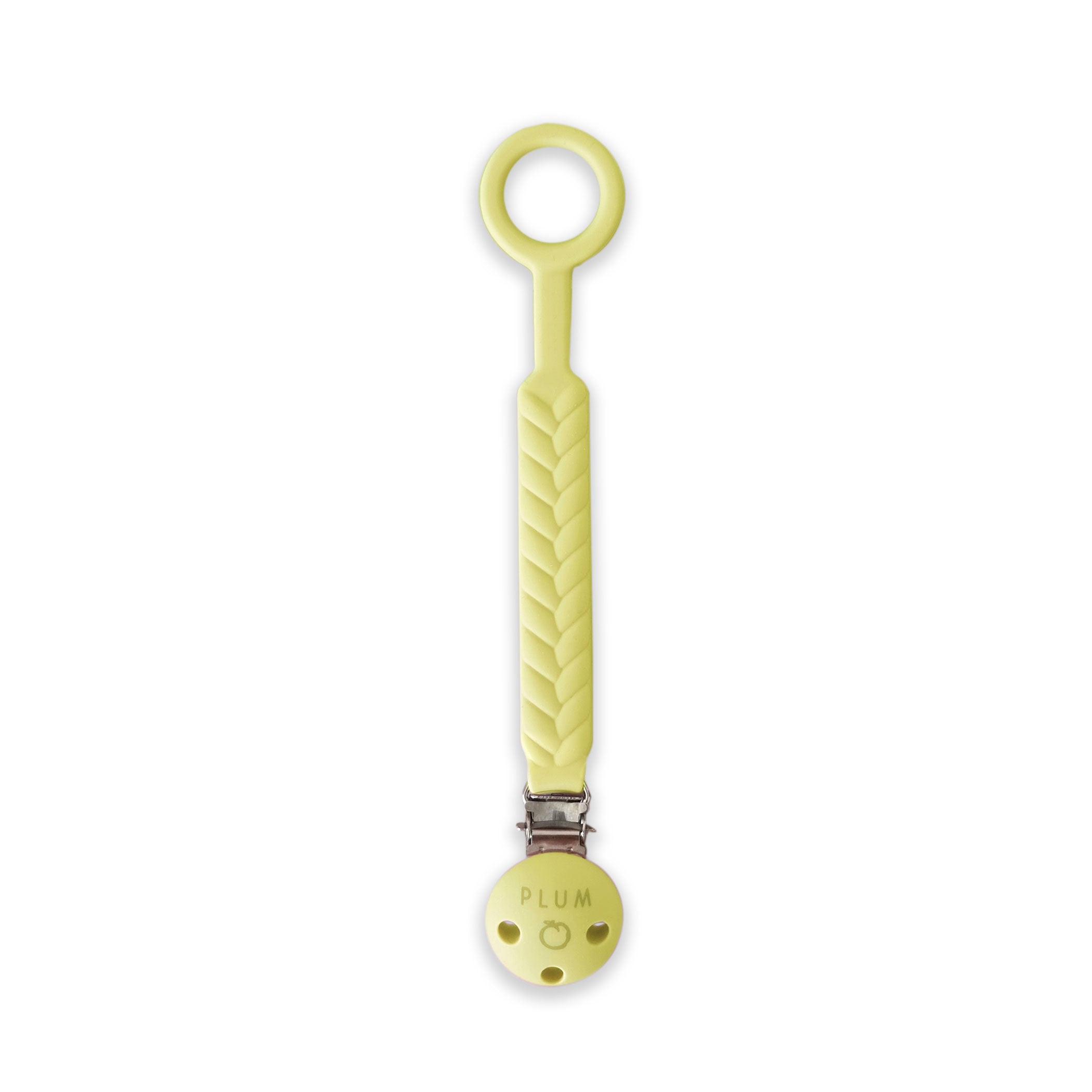 PLUM Sorbet Silicone Pacifier Clip - Lemon Color | Secure Baby Soother Holder for Strollers, Car Seats & Outings | BPA-Free Teething Toy Accessory
