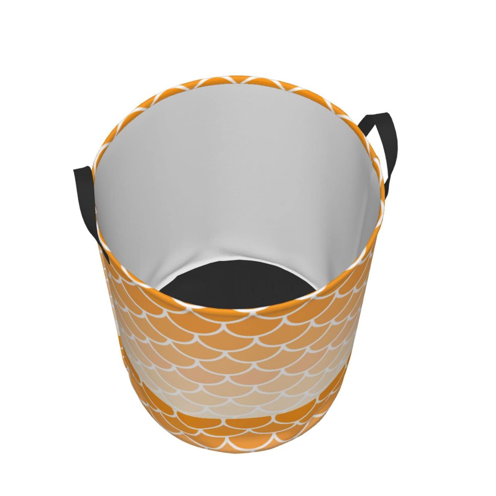 Mermaid Laundry Hamper - Collapsible & Foldable Clothes Basket with Handles, Easy Carry Storage Organizer for Bedroom, Kids Toys, or Travel - Orange (Perfect for Small Spaces & Laundry Room Organization)