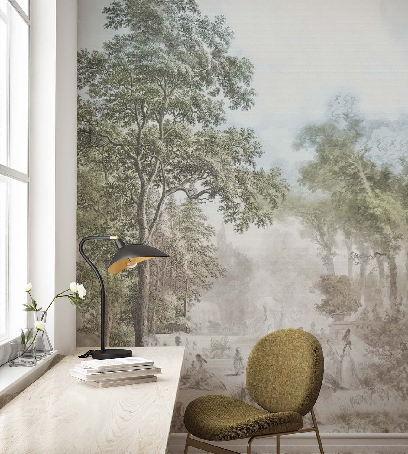 Romantic Garden Landscape Wallpaper - High-Quality Peel and Stick Wall Mural for Home Decor | Perfect for Living Room, Bedroom & Nursery