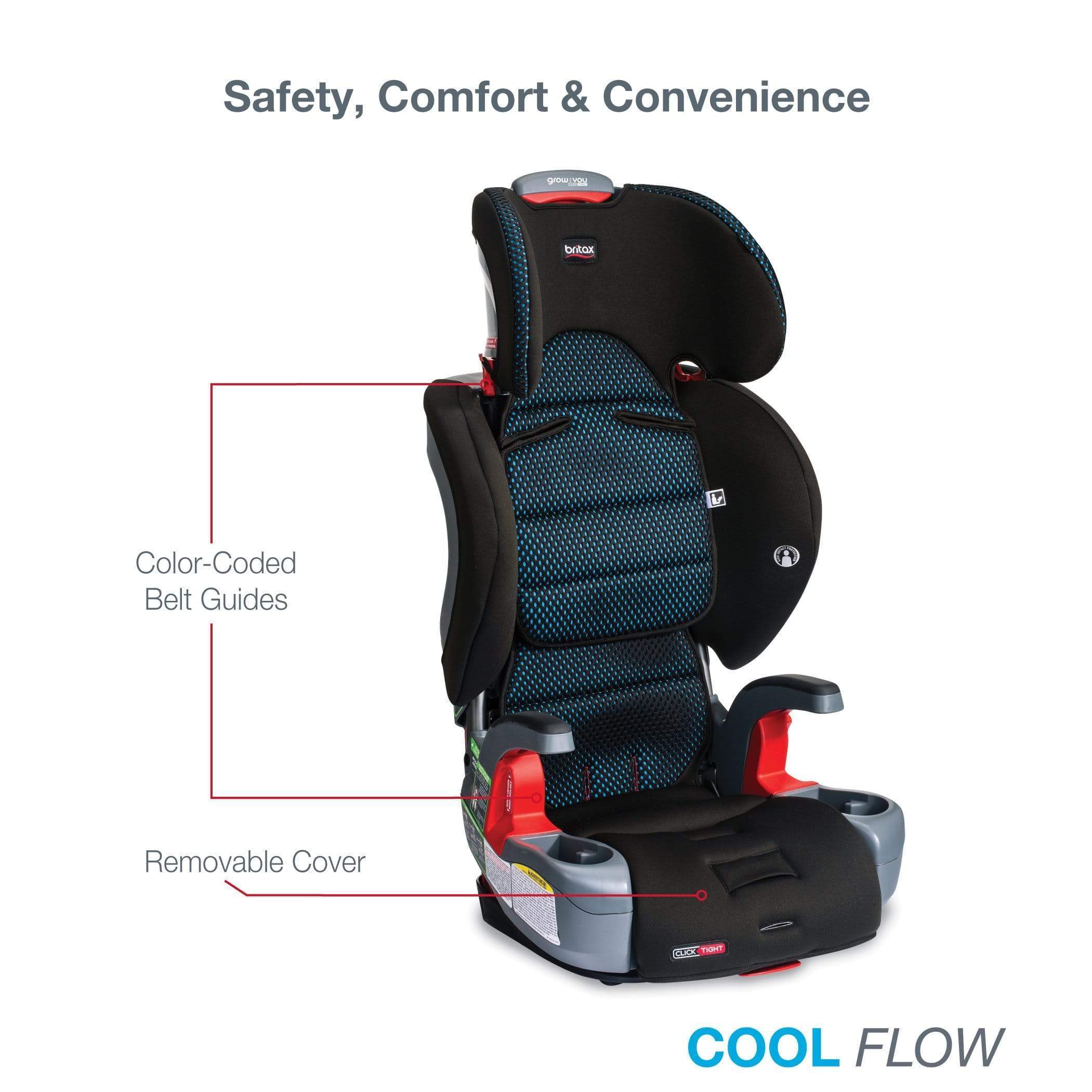 Britax Grow With You Clicktight Booster Car Seat - Safe & Adjustable for Kids 3-12 Years - Perfect for School, Travel & Family Road Trips