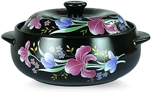 Premium Ceramic Casserole Dish with Lid - 1.32 Quart Non-Stick Round Dutch Oven, Floral Pattern Clay Pot, Heat-Resistant Ceramic Cookware for Baking, Stewing & Serving - Perfect for Oven, Stovetop & Dinner Presentation