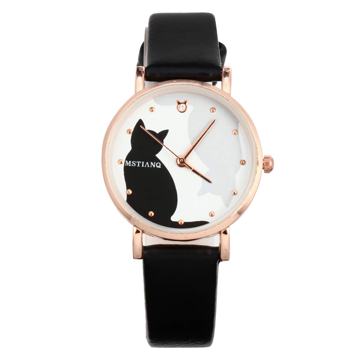 Girls Quartz Wrist Watch with Faux Leather Strap - Cute Cartoon Cat Design Kids Watch for School, Playtime & Birthday Gifts