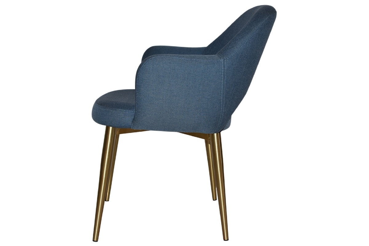 EZ Hospitality Cairo Indoor Armchair with Slim Brass Metal Base - 4 Leg Modern Dining Chair for Living Room, Bedroom, and Office Decor