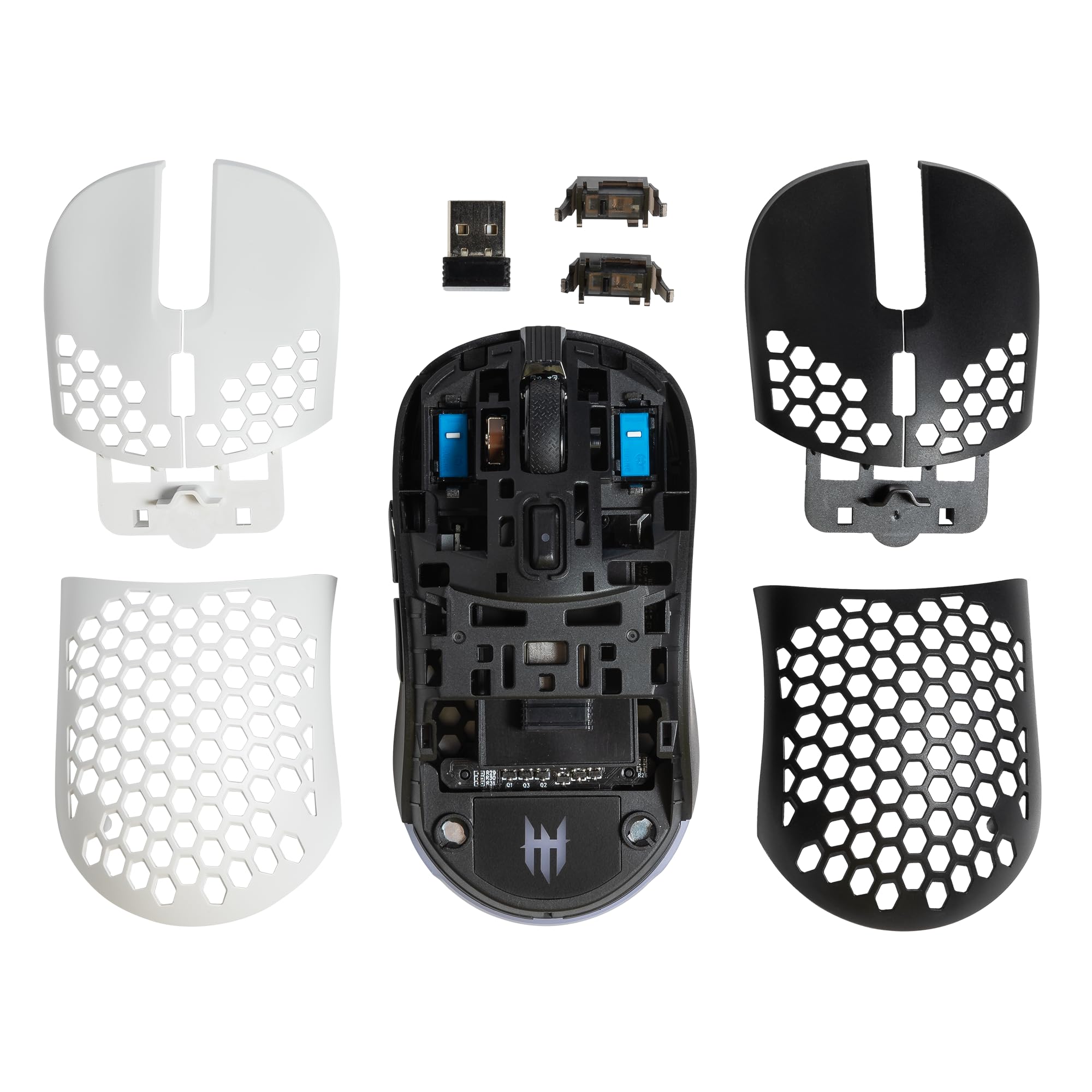 TECWARE Pulse Elite Wireless Gaming Mouse - Lightweight Honeycomb Design with Extra Black & White Shells - Perfect for FPS, MOBA, and Esports Gaming