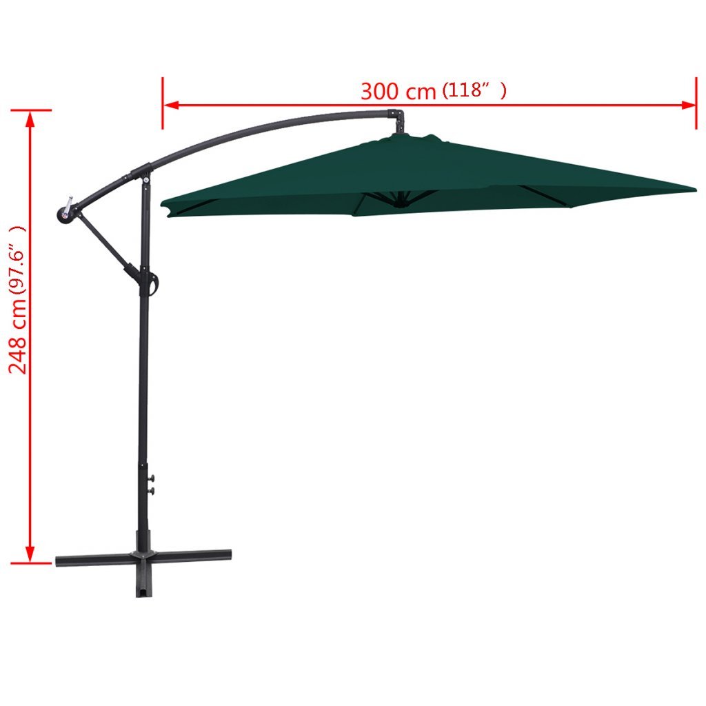 10FT Aluminum Outdoor Patio Umbrella with Crank - UV Resistant Garden Parasol for Table, Market & Hanging Use - Includes Portable Base Stand (Green) - Perfect for Backyard, Poolside & Commercial Spaces