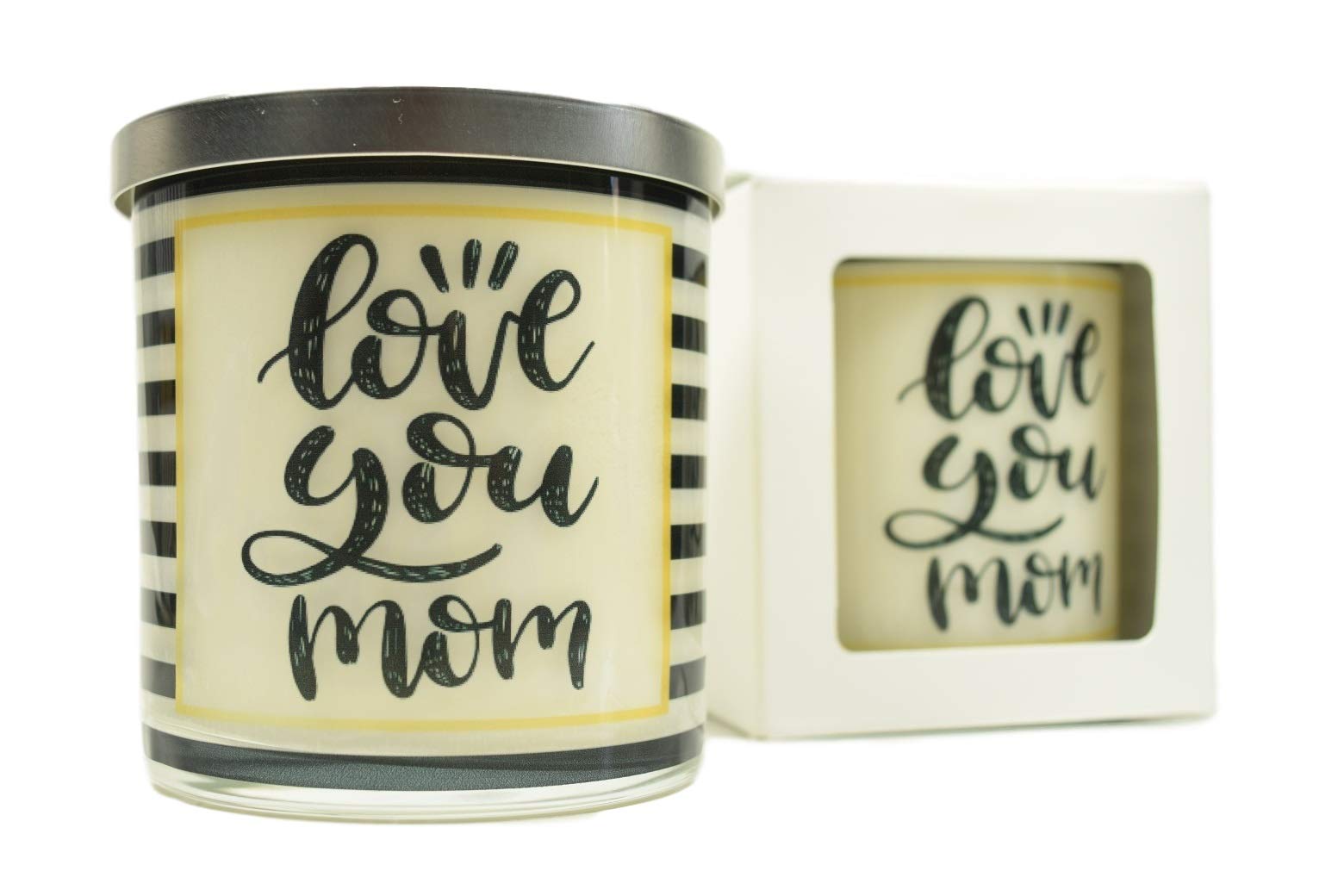 Love You Mom Soy Candle - 12oz Natural Handmade Scented Candle in Glass Jar | Thoughtful Mother's Day Gift Idea with Custom Message | Perfect for Relaxation, Home Decor & Romantic Ambiance