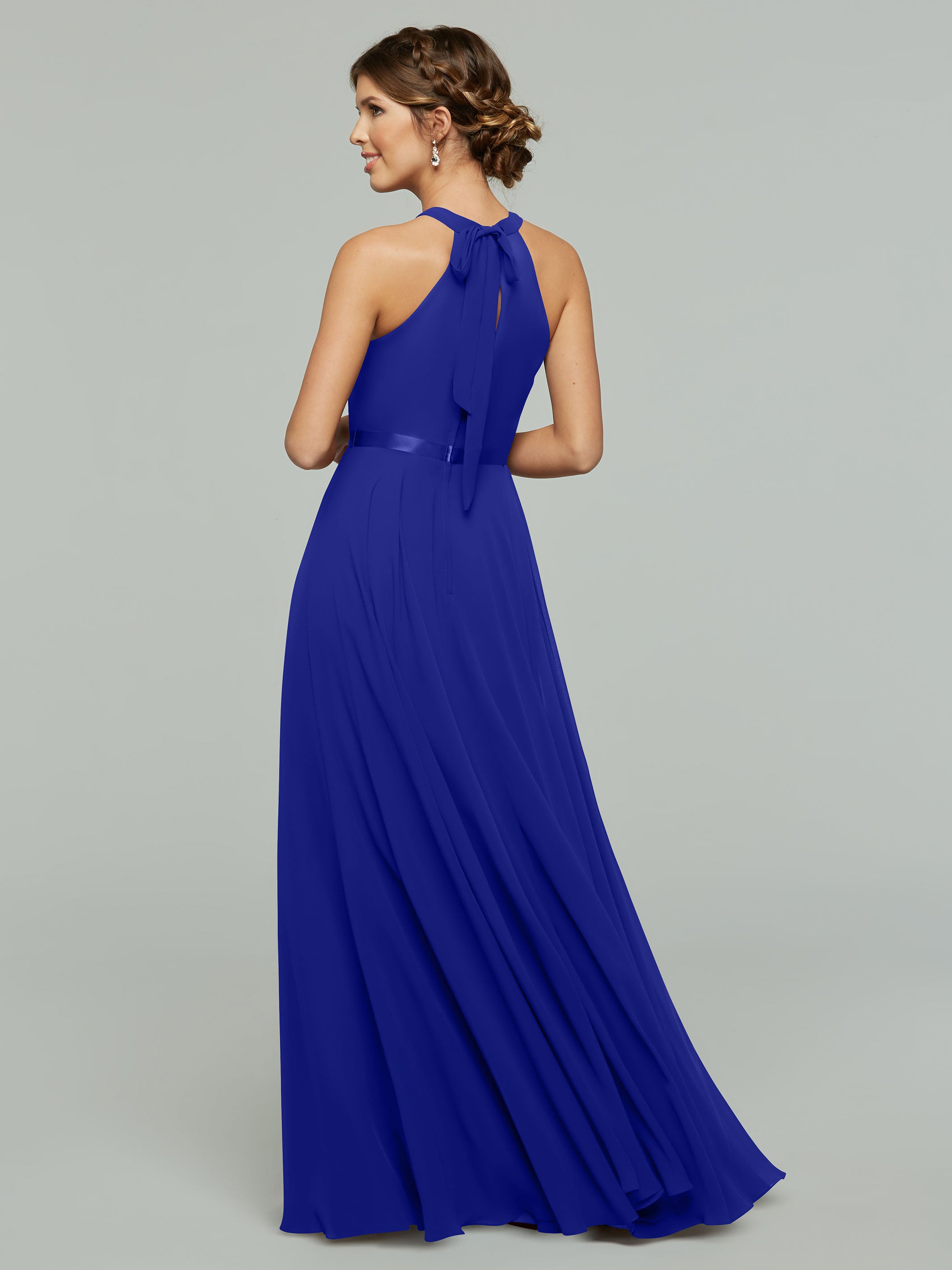 Elegant A-Line Chiffon Bridesmaid Dress with Halter Neckline - Perfect for Weddings, Formal Events & Special Occasions